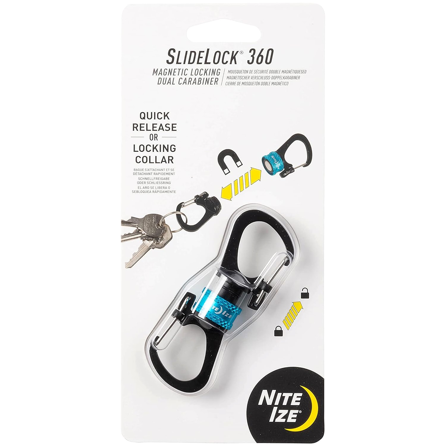 Carabină Nite Ize SlideLock 360 st. Magnetic Locking Dual Carabiner - Blue