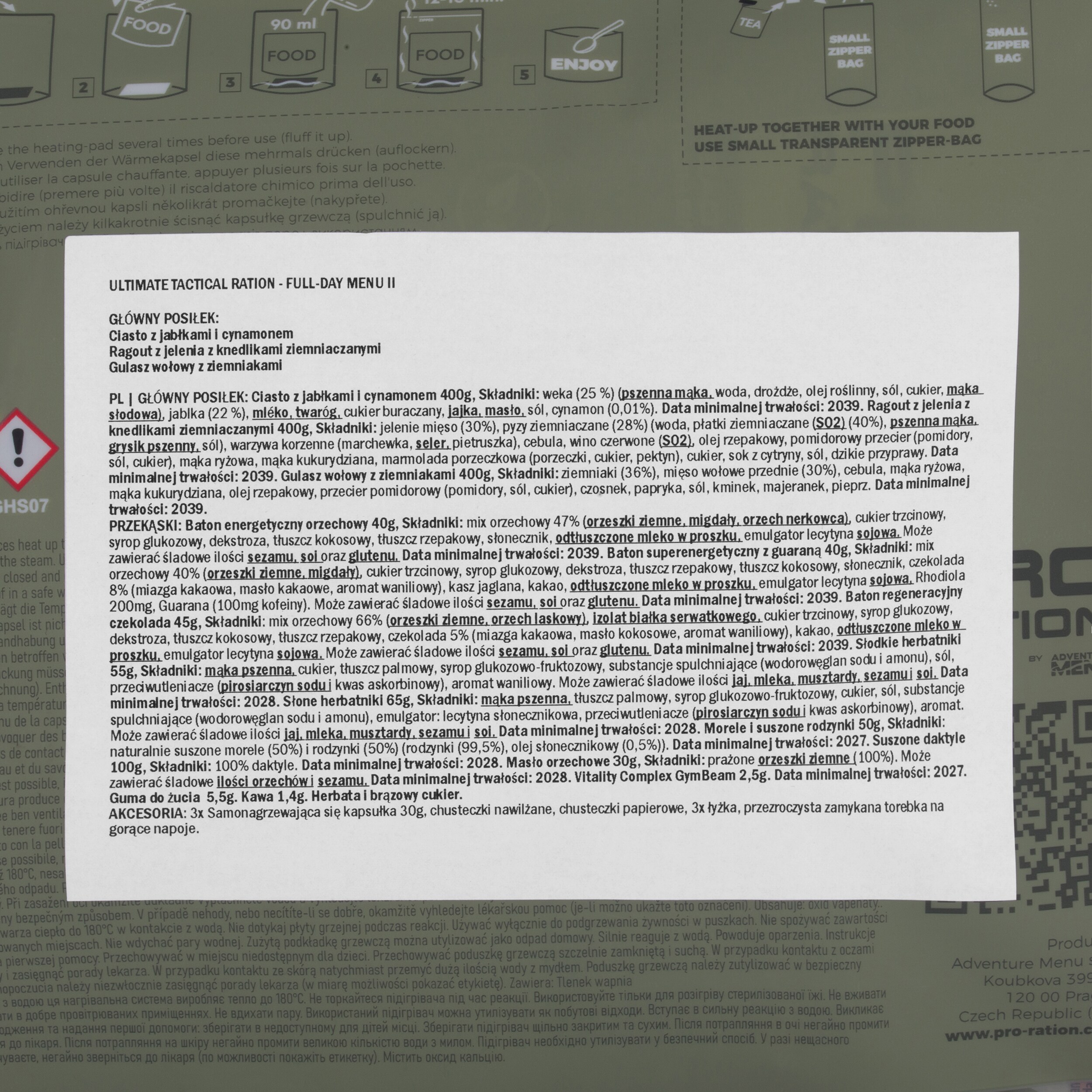 Rație alimentară Pro Ration Ultimate Tactical Ration Full-Day Menu II