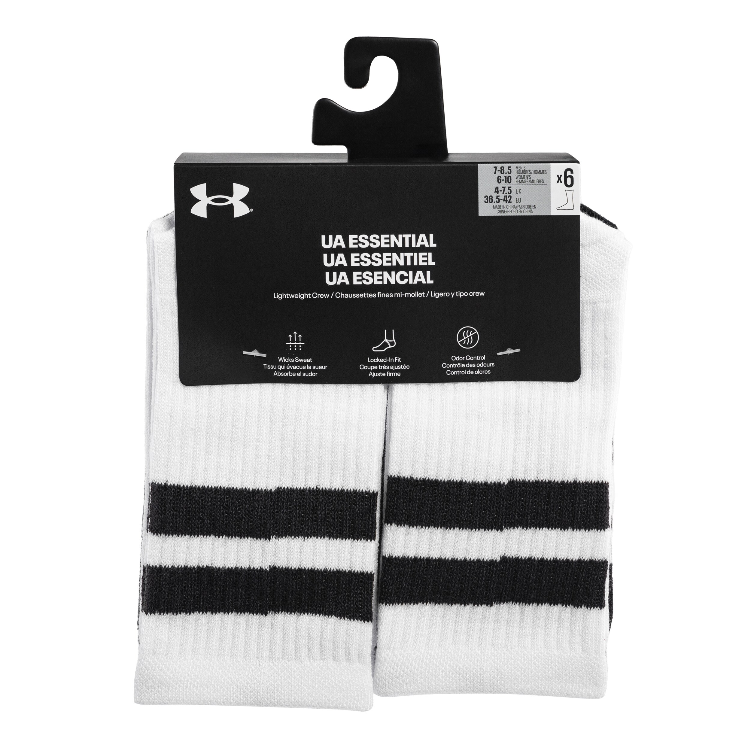 Șosete Under Armour Essential Crew Black/White- 6 perechi