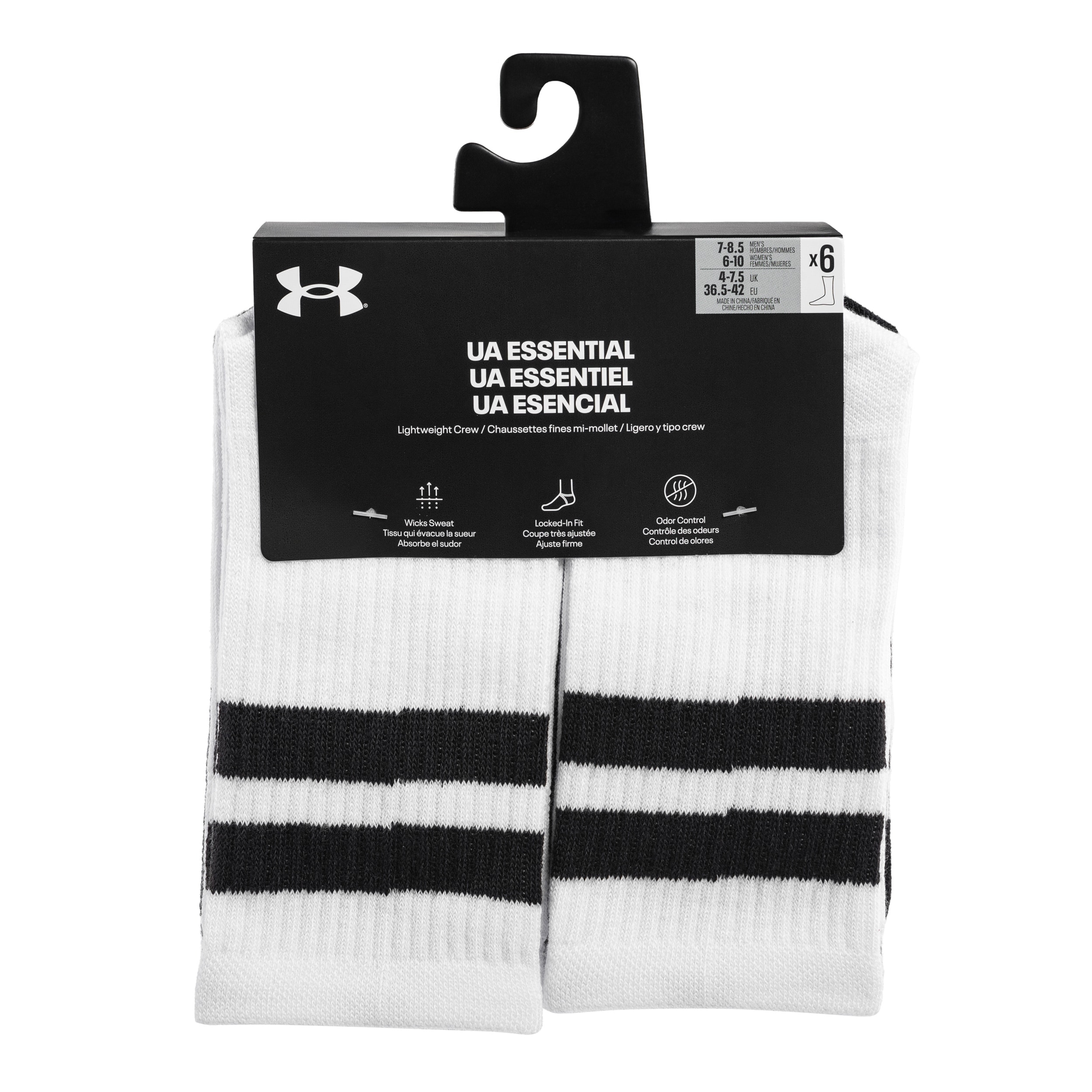 Șosete Under Armour Essential Crew Black/White- 6 perechi
