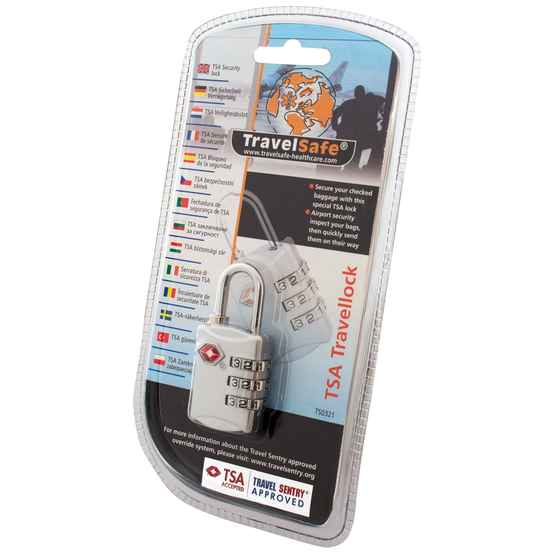 Lacăt TravelSafe TSA cu cifru - Grey