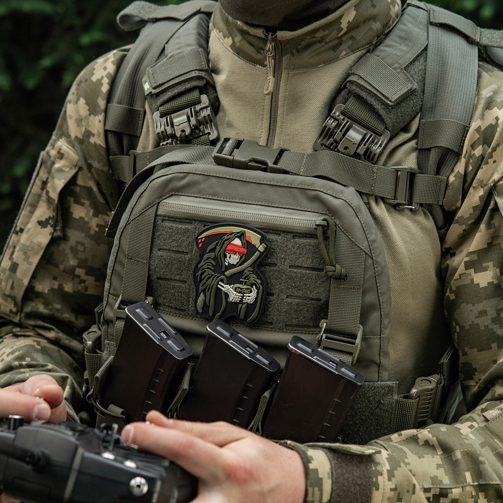 Patch - emblemă M-Tac Face of War (broderie) - Black/Olive