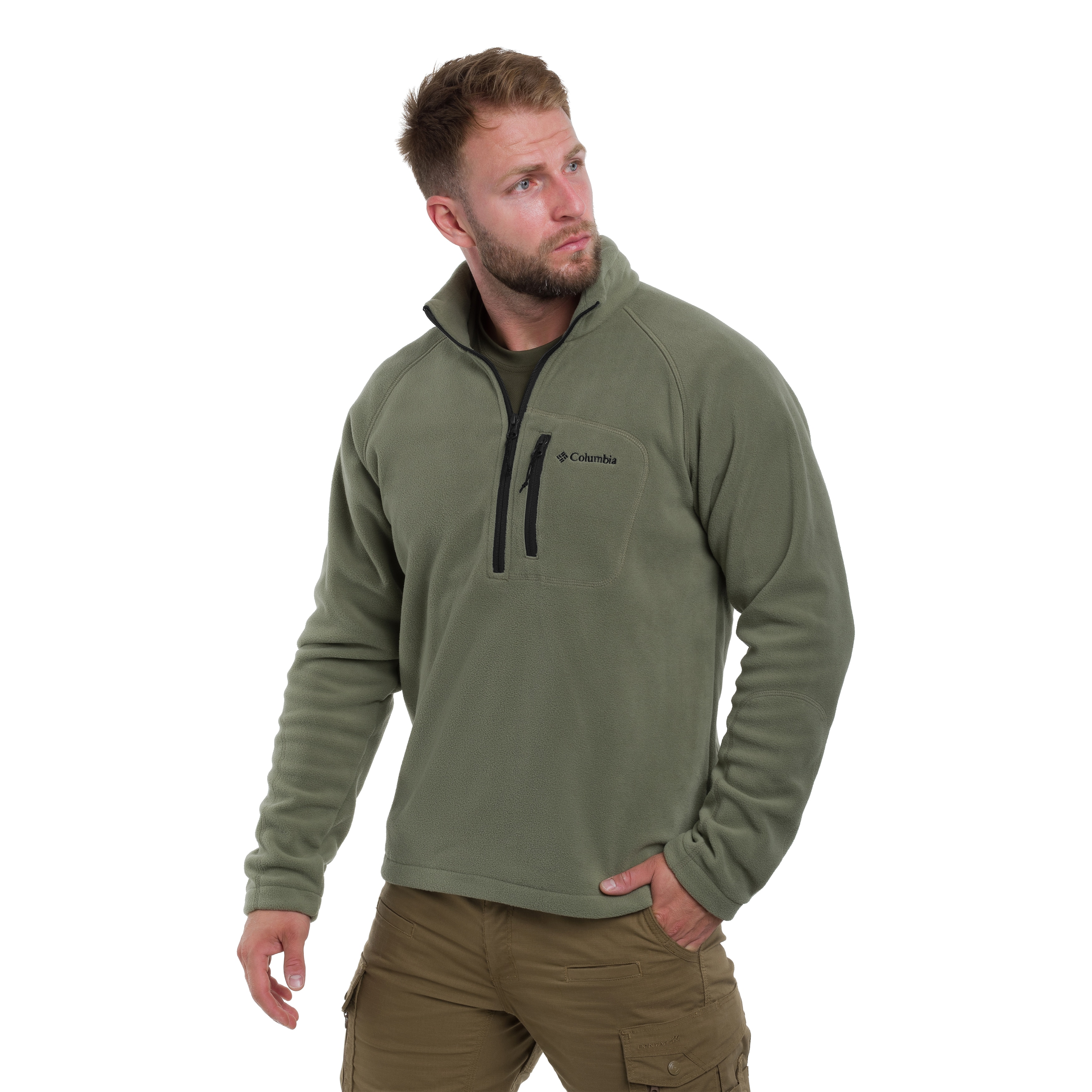 Bluză polar Columbia Fast Trek III Half Zip - Stone Green/Shark