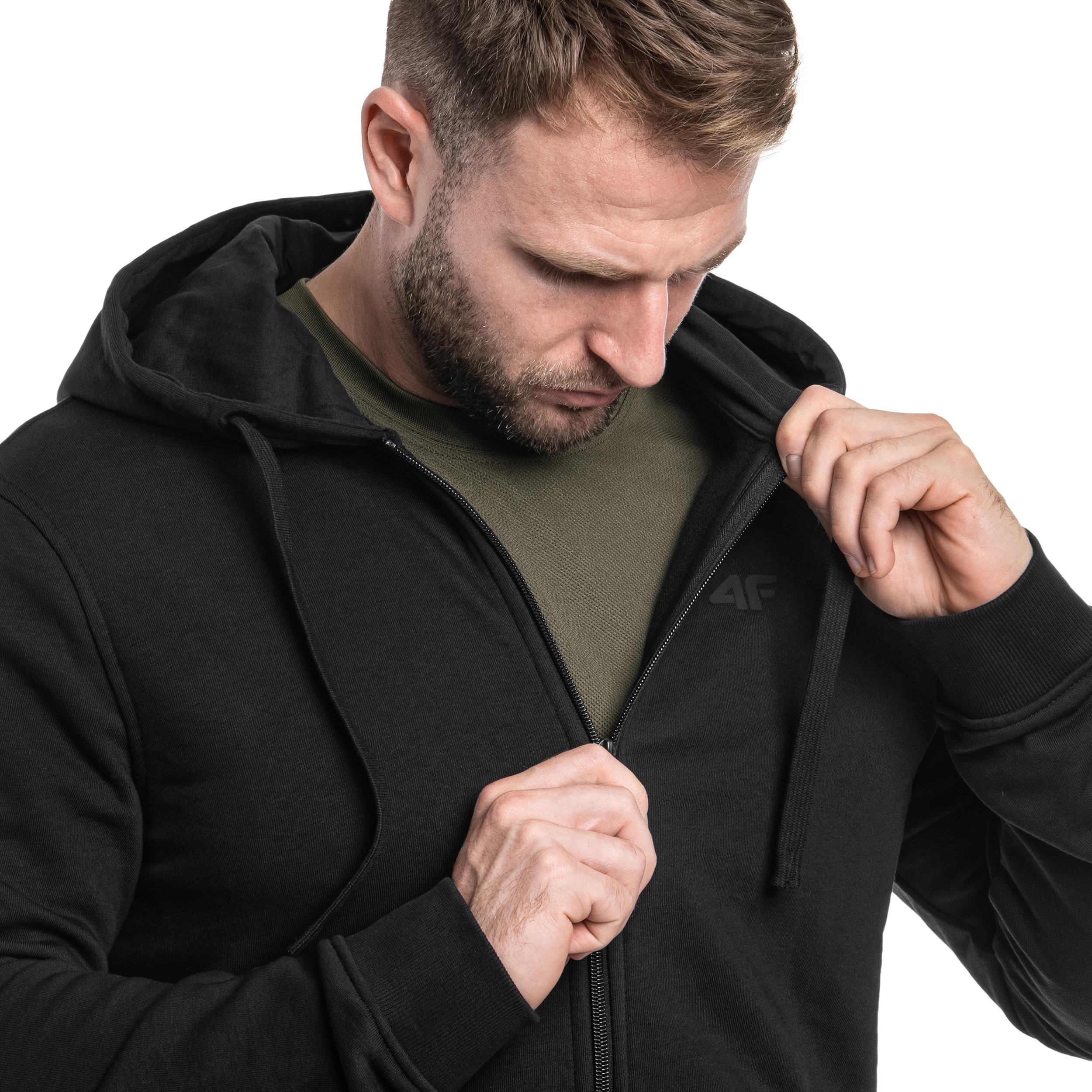 Hanorac cu fermoar  4F M1466 - Negru