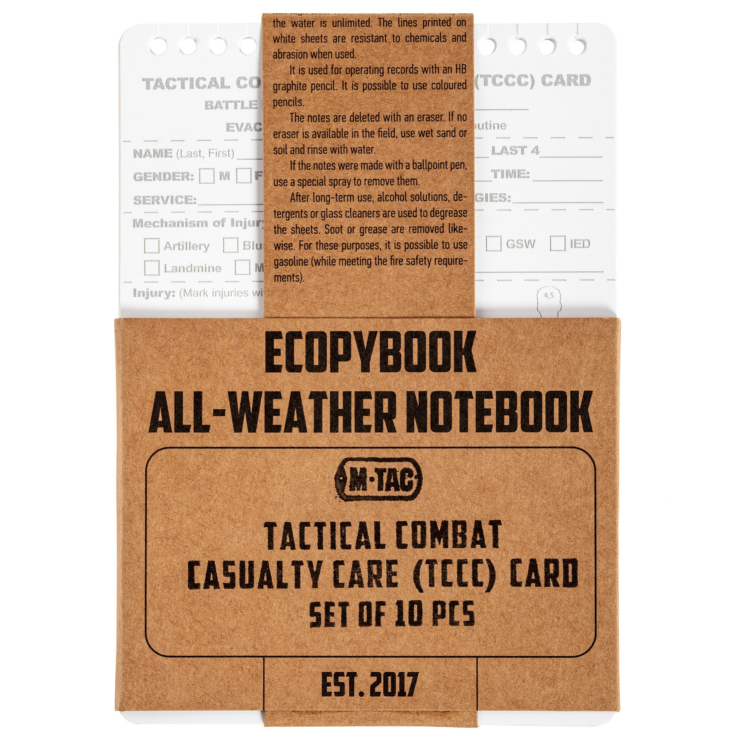 Fișă Tactical Combat Casualty Care (TCCC) M-Tac în limba engleză - 10 buc.