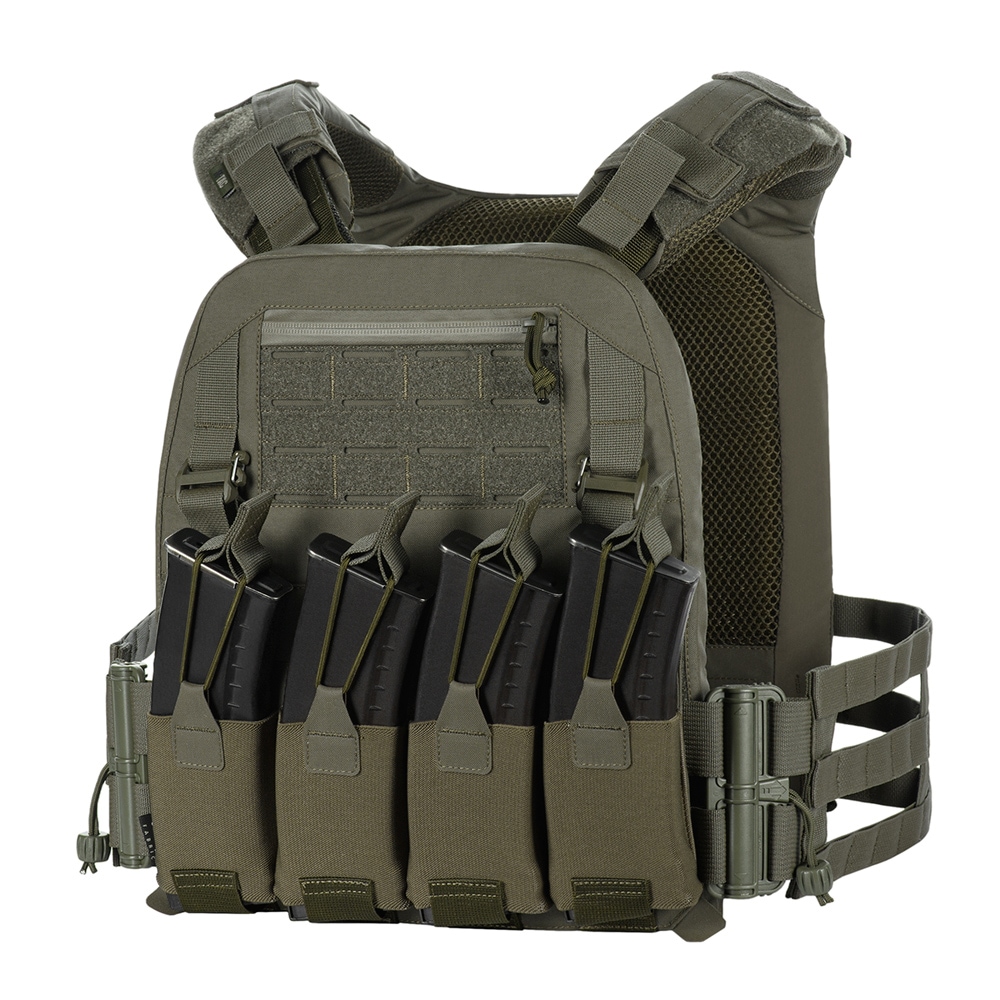 Vestă tactică tip Plate Carrier M-Tac Cuirass Fast Elite Ranger Green - pentru plăci balistice L/XL