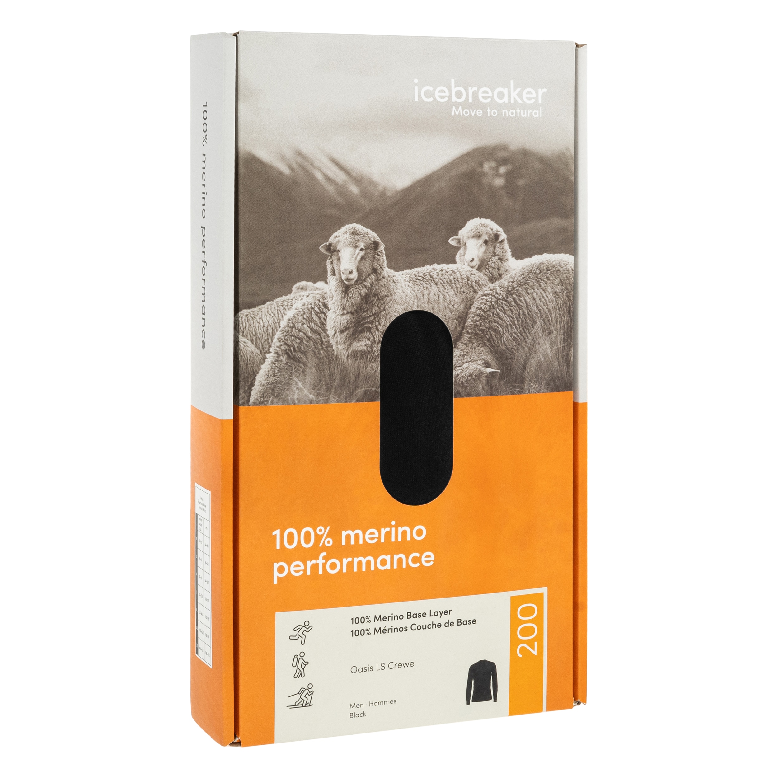 Bluză termoactivă Icebreaker Merino 200 Oasis Crewe - Black