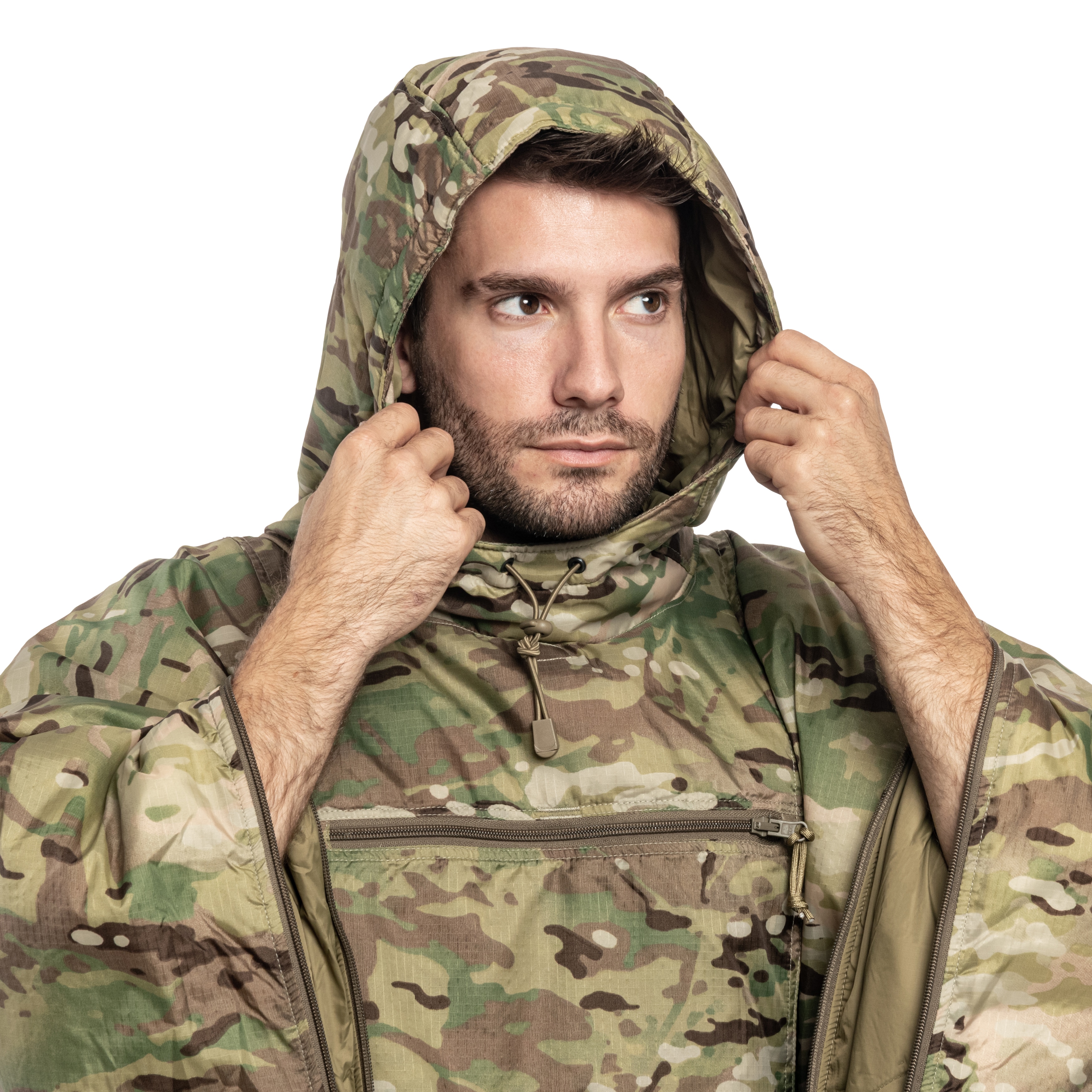 Poncho Helikon-Tex Swagman Roll Climashield Apex cu funcția de sac de dormit - MultiCam
