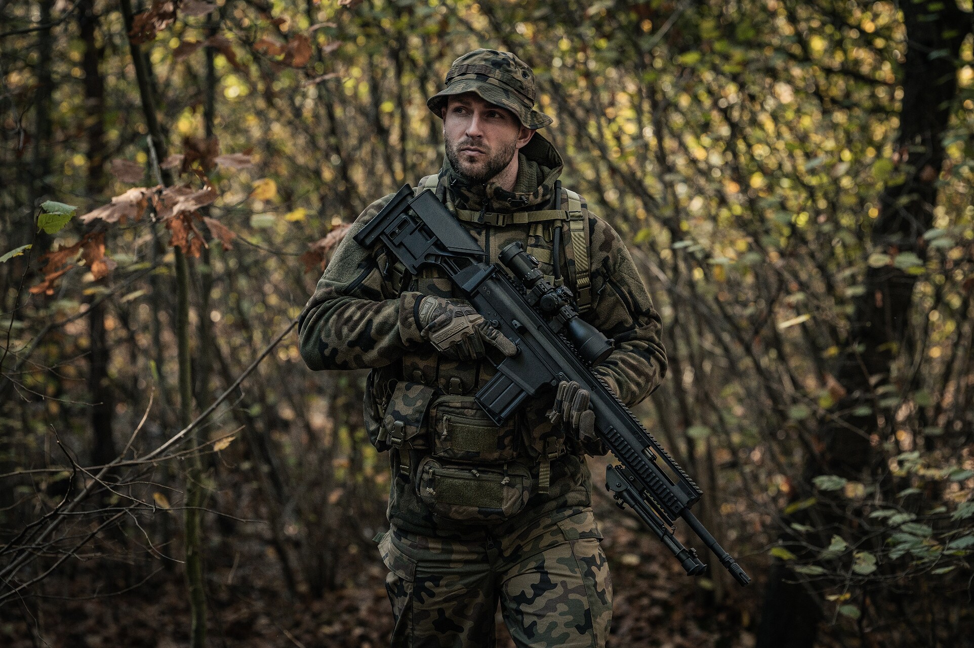 Vestă tactică Helikon-Tex Guardian Recce Chest Rig - wz.93 Pantera PL Woodland