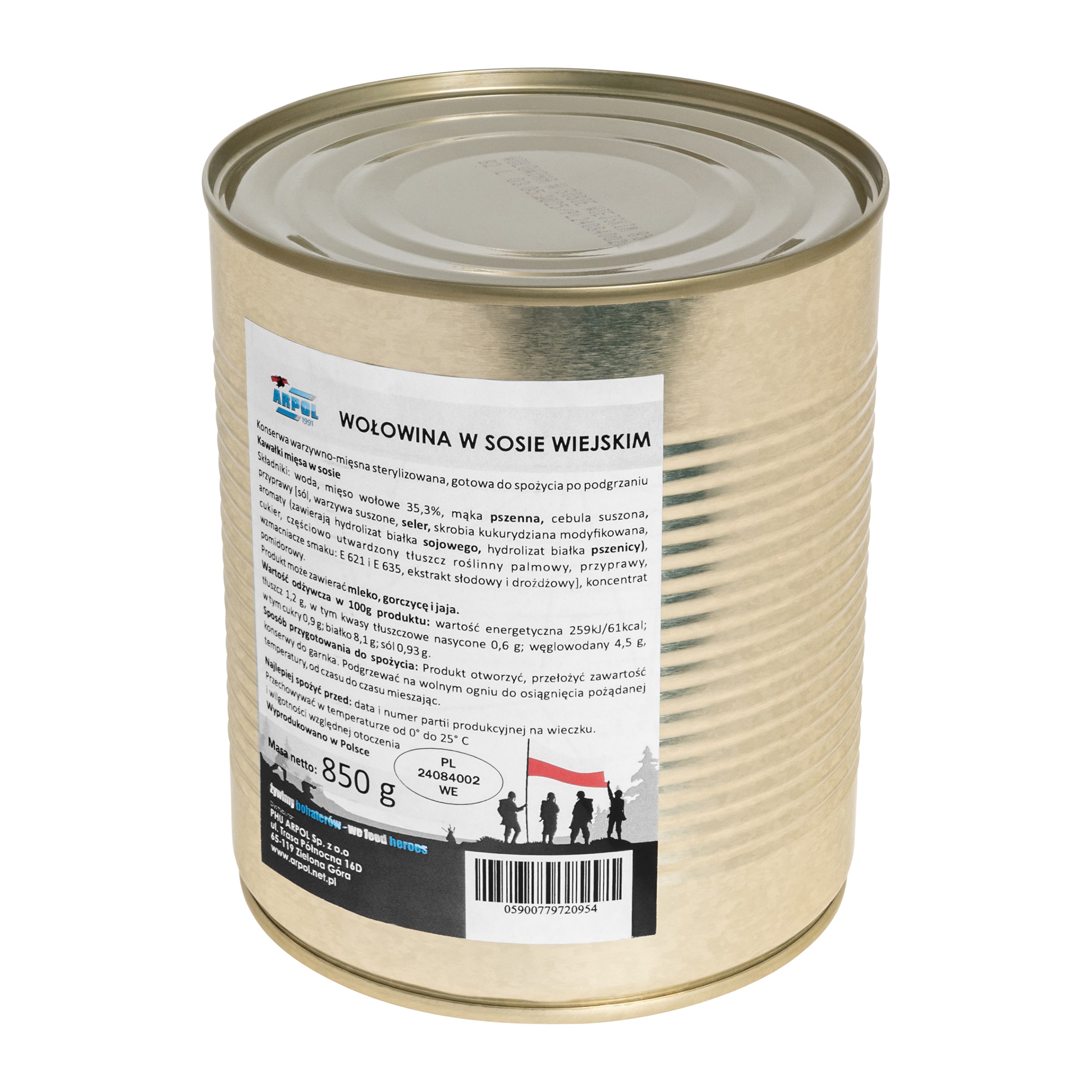 Conservă alimentară Arpol - Carne de vită în sos rustic 850 g