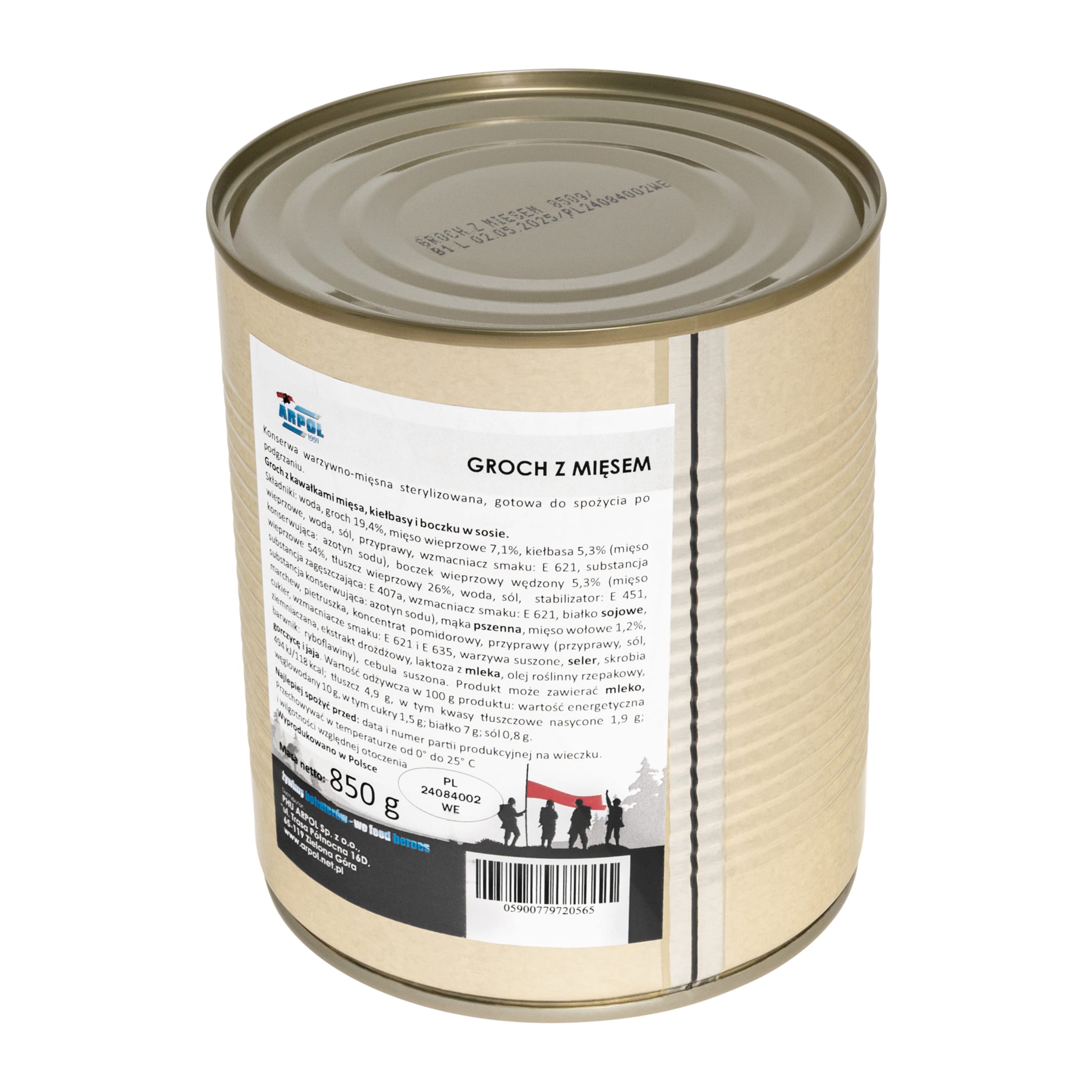 Conservă alimentară Arpol - Mazăre cu carne 850 g