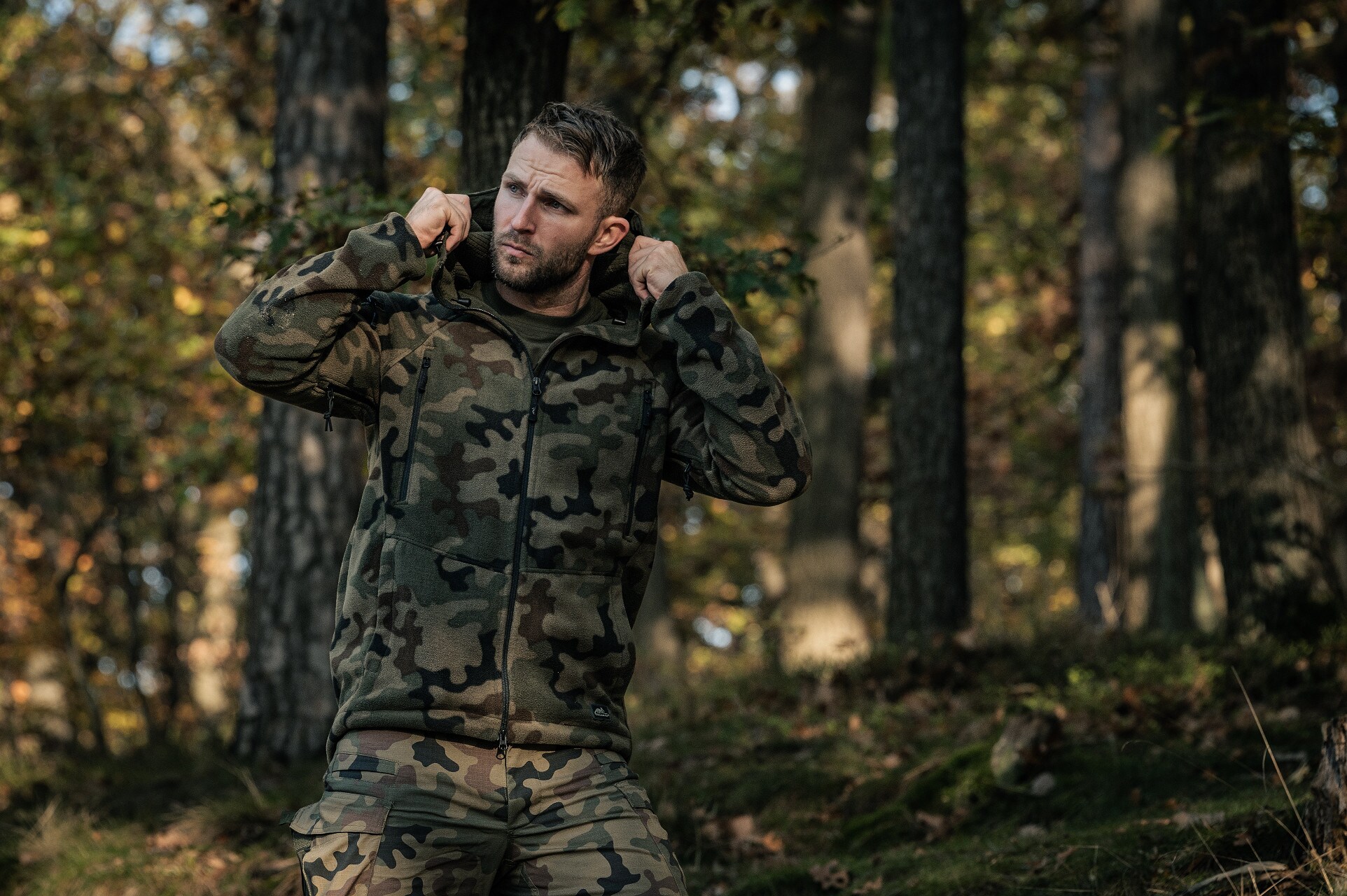 Jachetă polar Helikon Patriot MK2 Hybrid Fleece - wz.93 Pantera PL Woodland