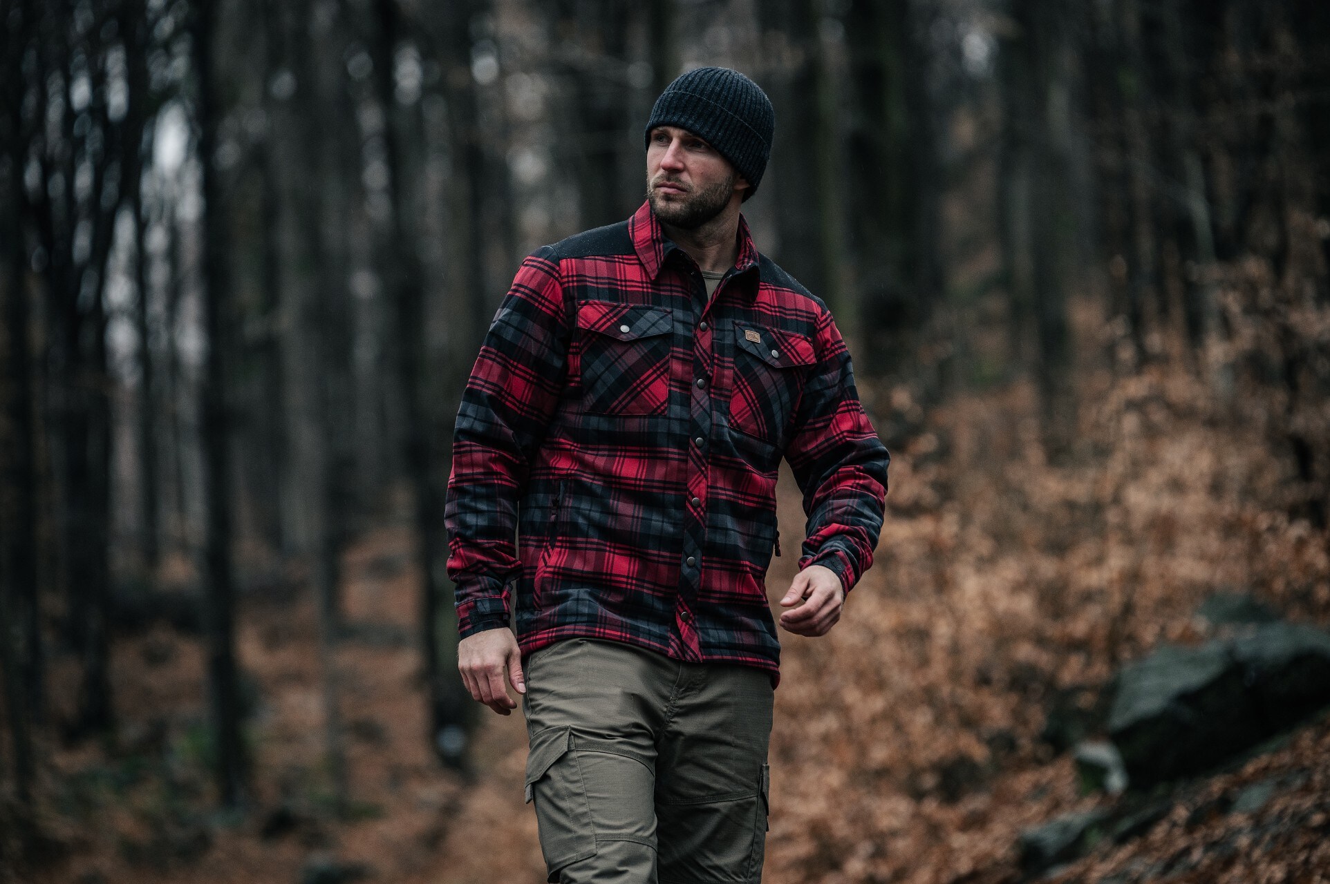 Cămașă Helikon Winter Warden Long Sleeve - Slate Crimson Plaid