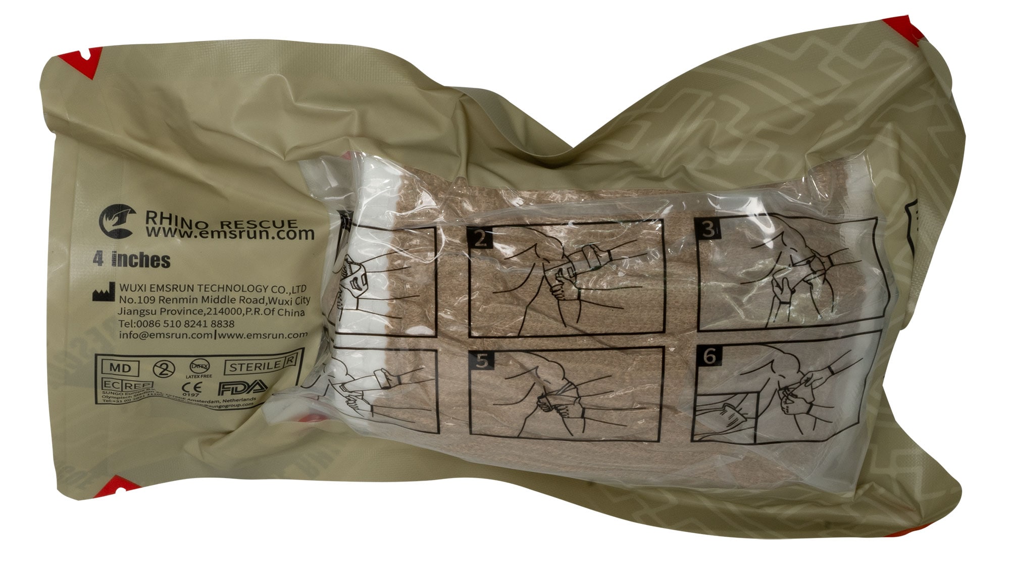 Bandaj de urgență Rhino Rescue 4 cale - Sand