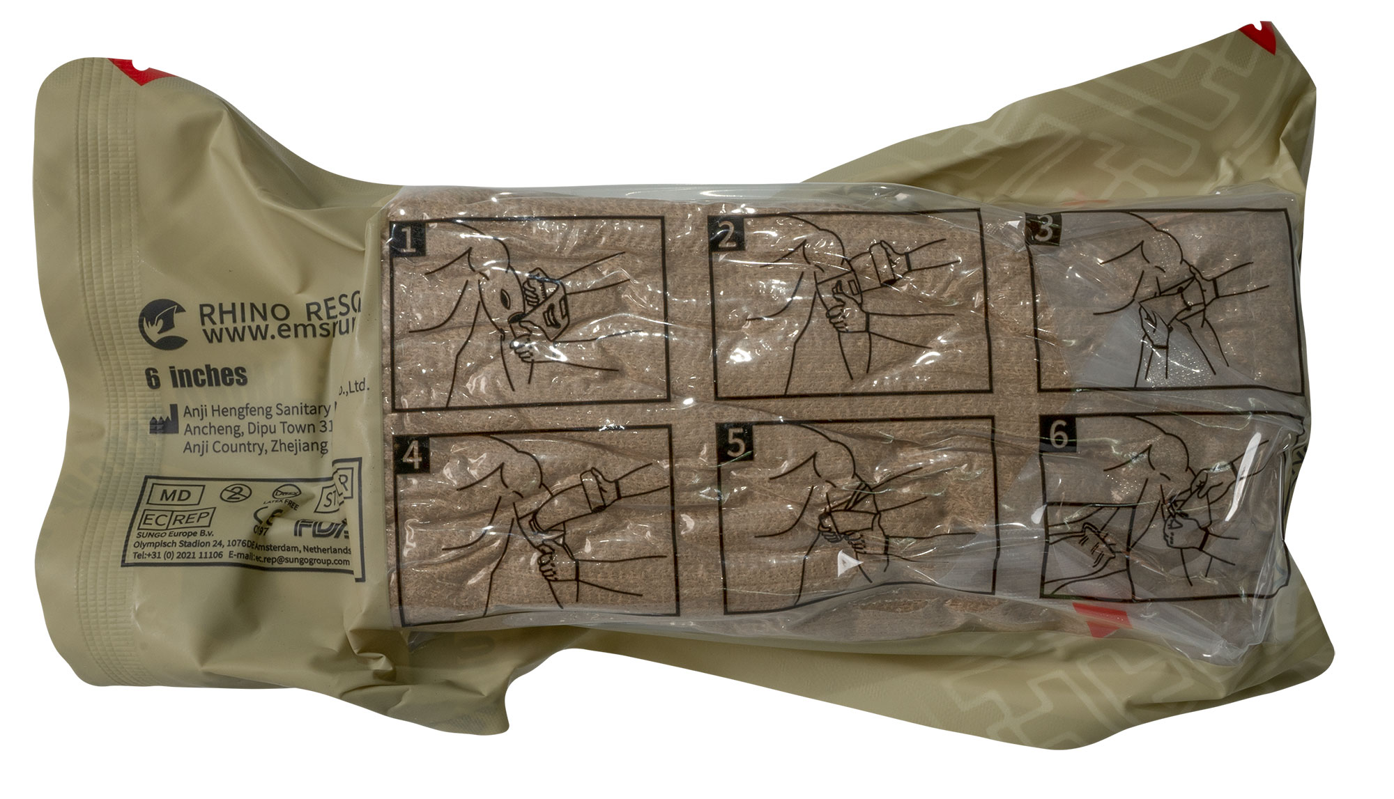 Bandaj de urgență Rhino Rescue 6 cali - Sand