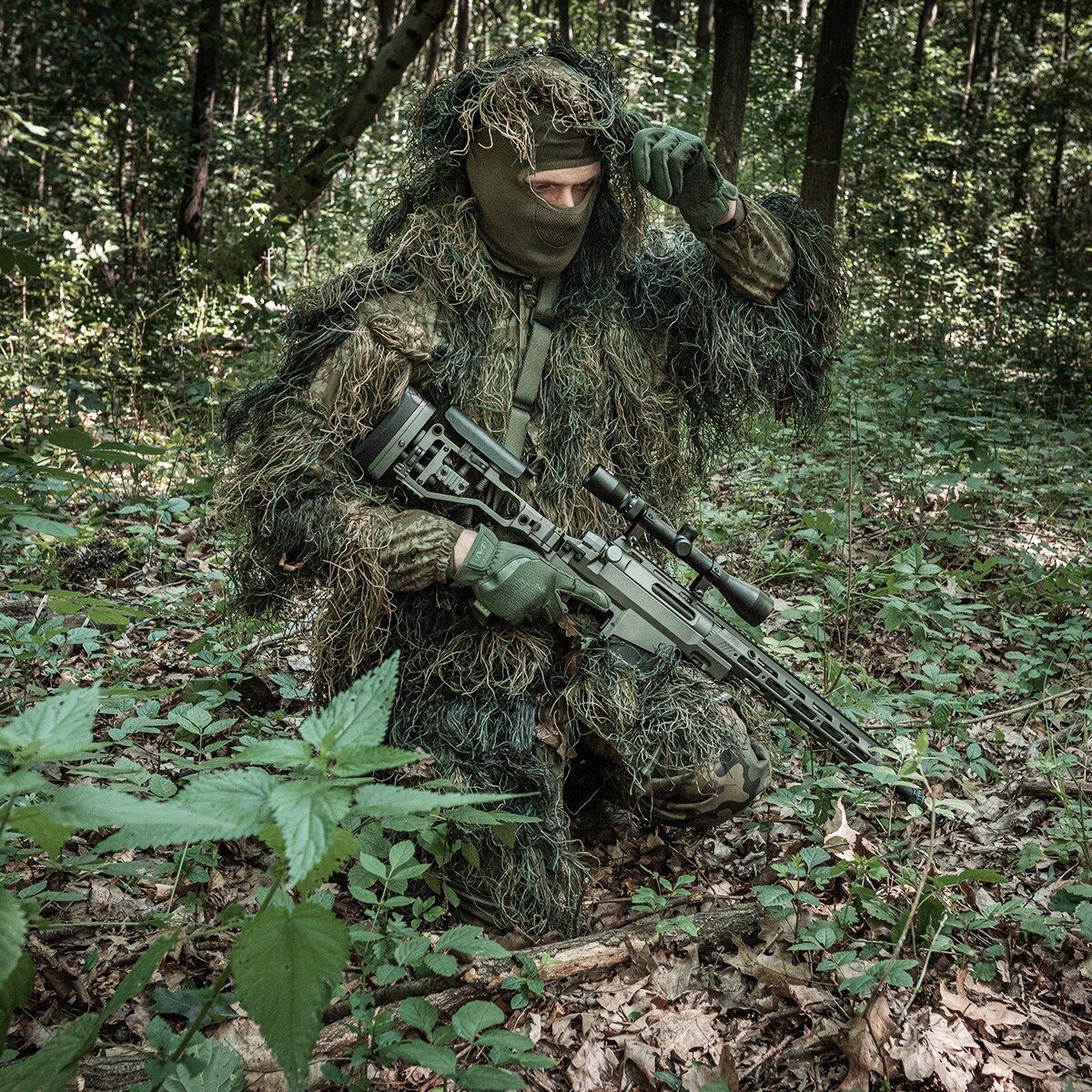 Costum de camuflaj MFH Ghilie Camo Parka - Woodland