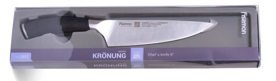 Cuțit de bucătar șef Fissman Kronung 16 cm - Black