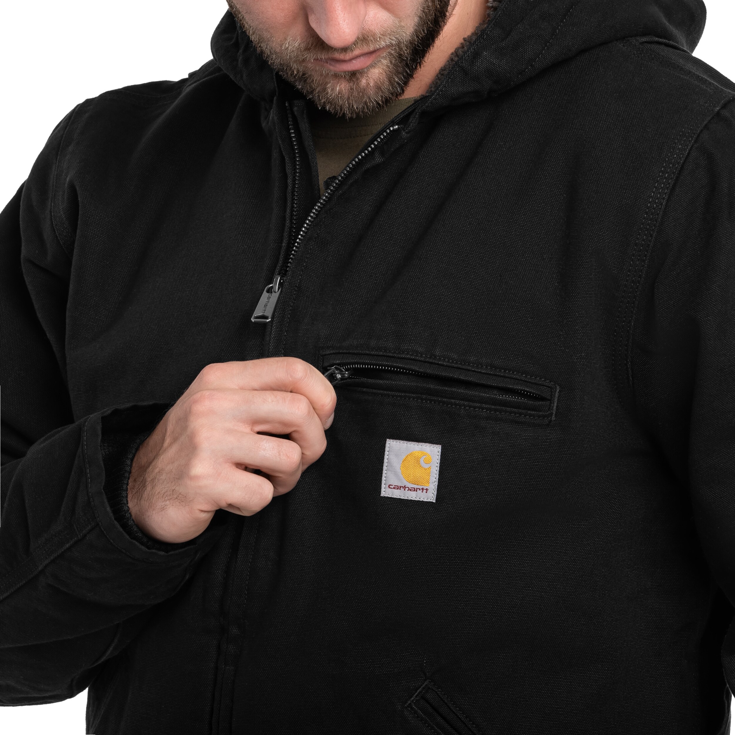 Jachetă Carhartt Washed Duck Sherpa Lined - Black