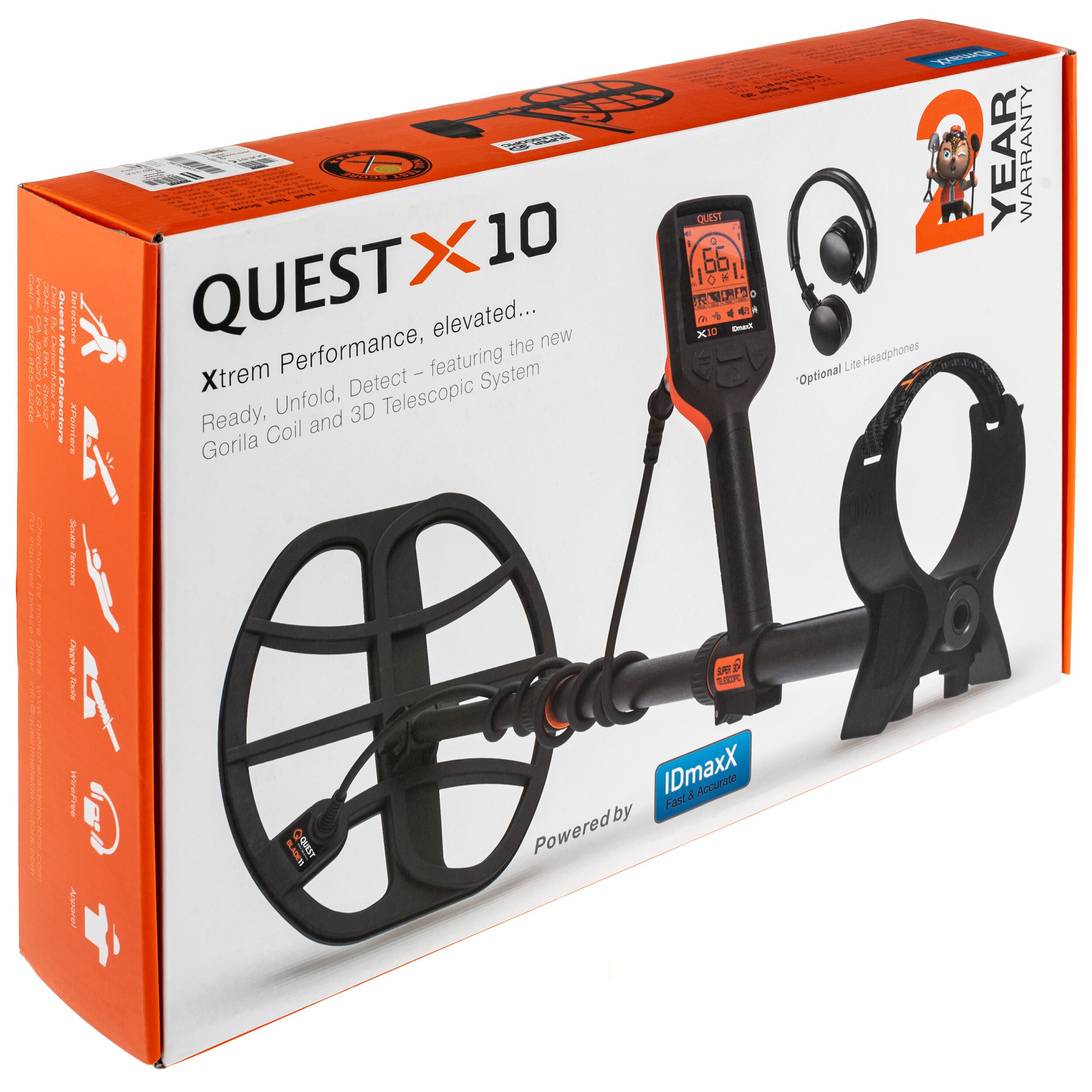 Detector de metale Quest X10 IDMaxX + Căști wireless