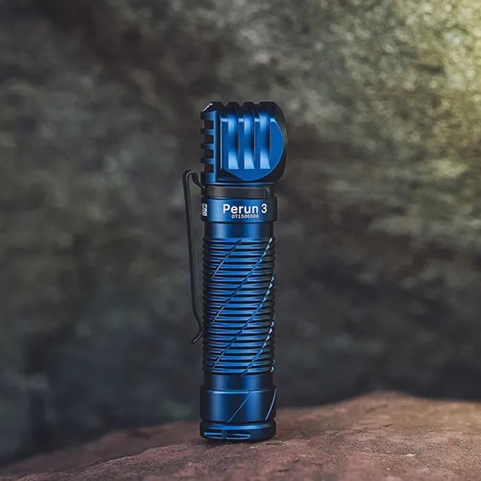 Lanternă frontală și unghiulară Olight Perun 3 Midnight Blue cu bandă pentru cap - 3000 lumeni