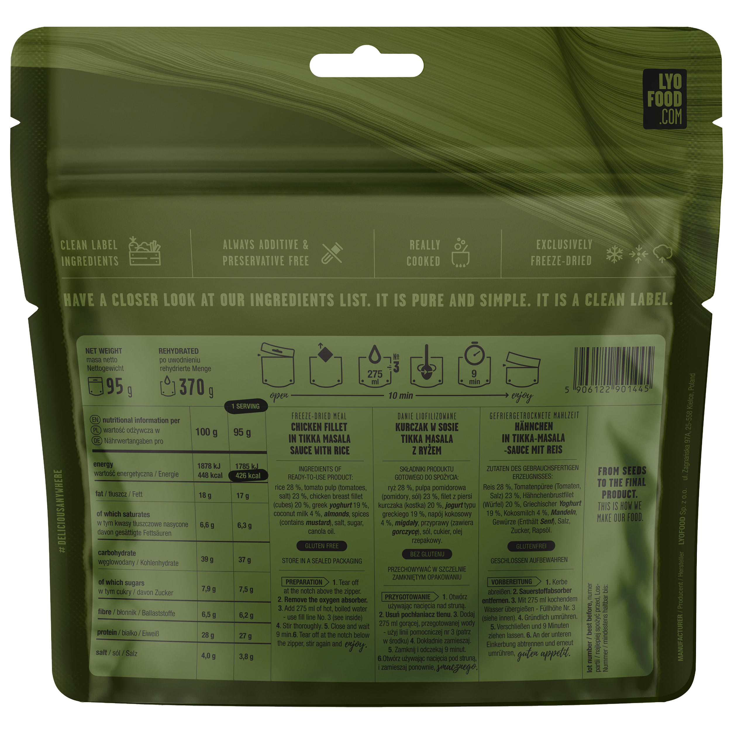 Alimente liofilizate LYOFOOD Field Pui Tikka Masala 95 g/426 kcal
