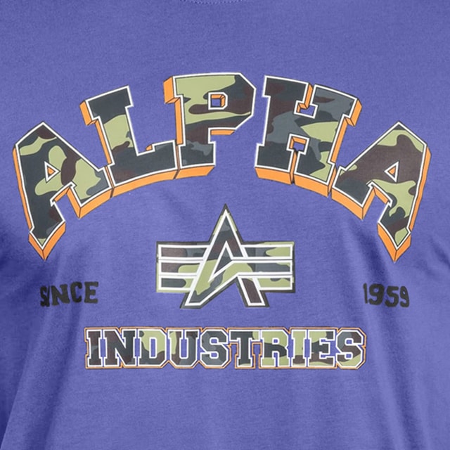Tricou T-Shirt Alpha Industries College Camo - Night Purple