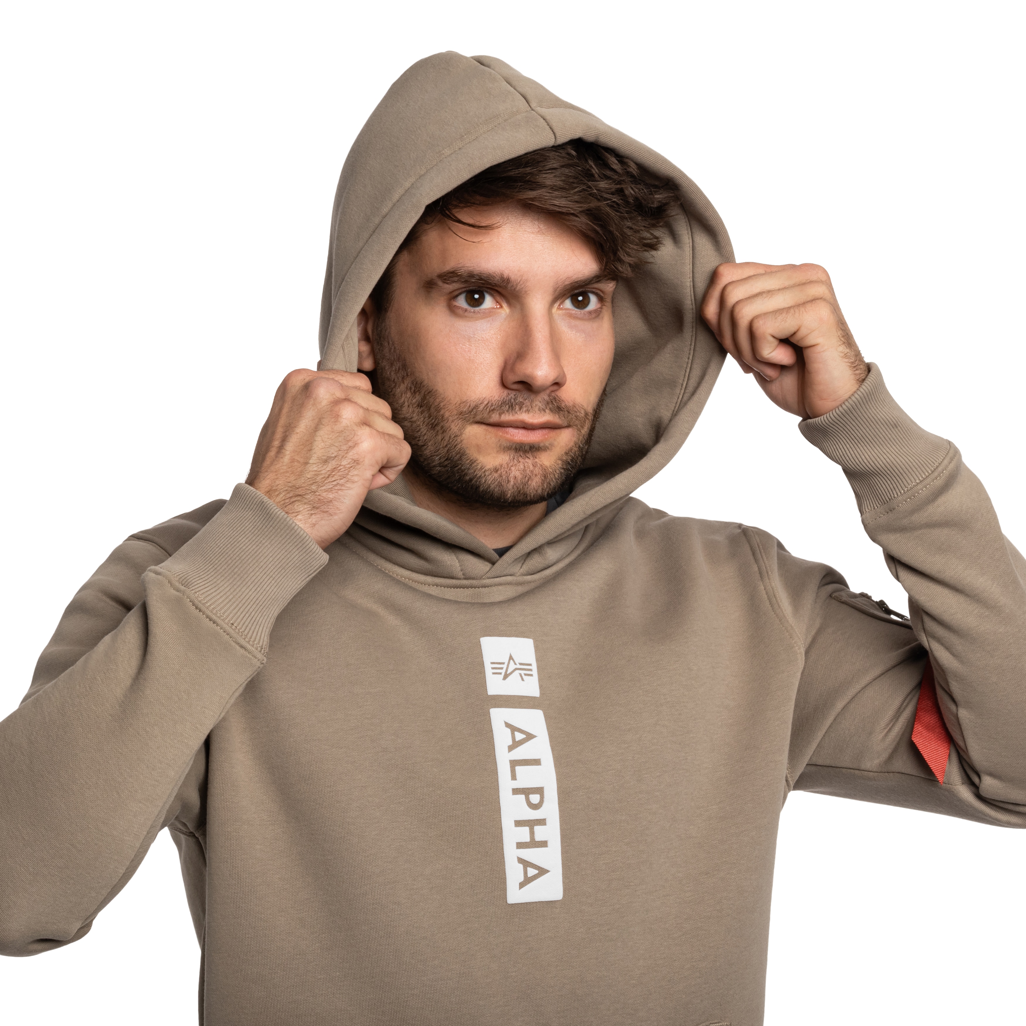 Bluză Alpha Industries Alpha Puff Print Hoodie - Vintage Sand