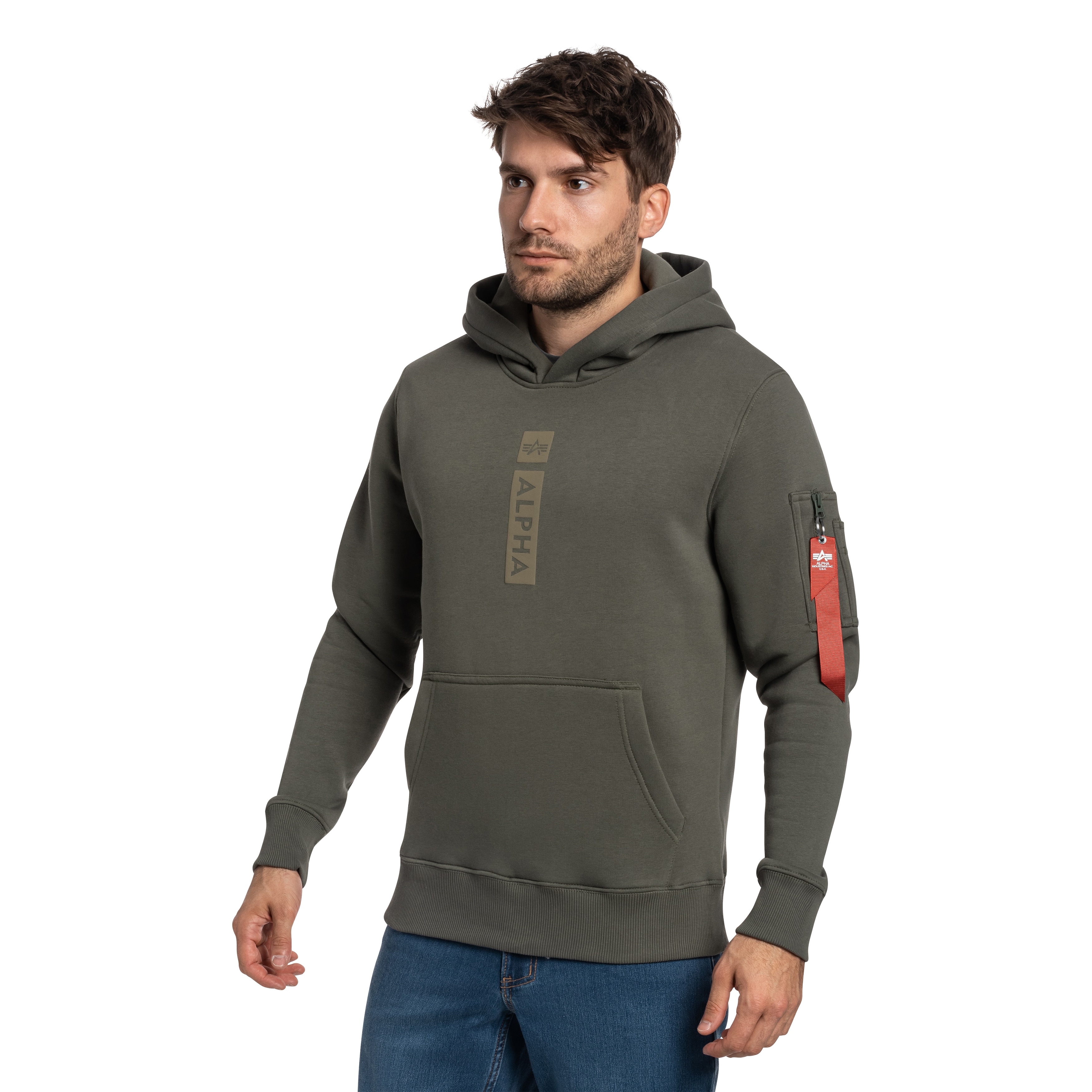 Bluză Alpha Industries Alpha Puff Print Hoodie - Dark Olive