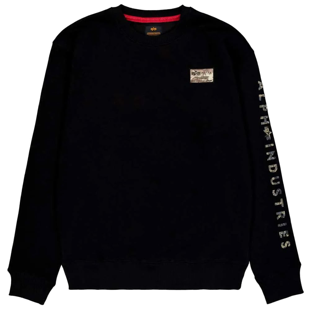 Bluză Alpha Industries Camo Sleeve Crewneck - Black