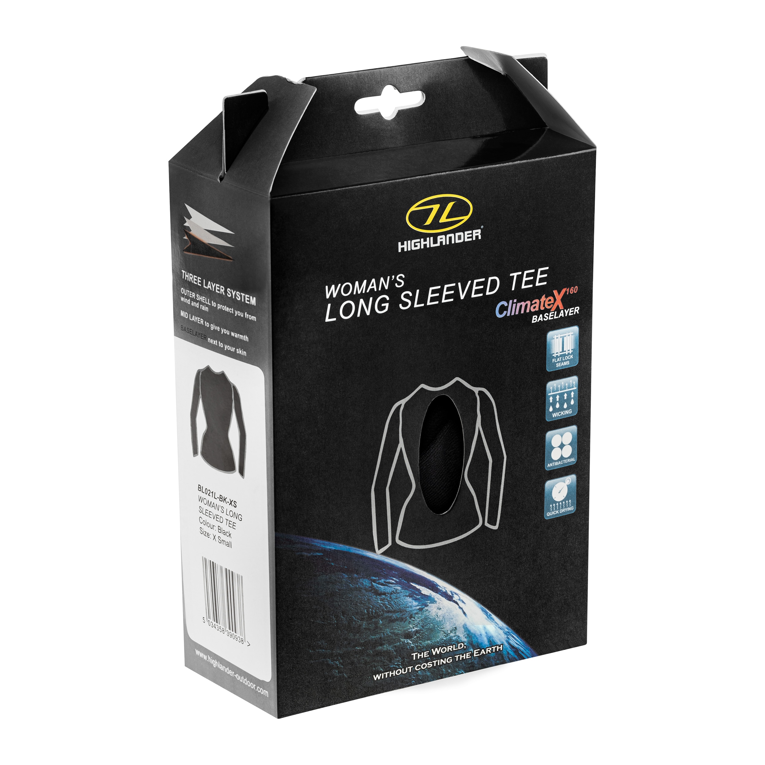 Tricou termoactiv de damă Highlander Outdoor Long Sleeve Climate-X - Black