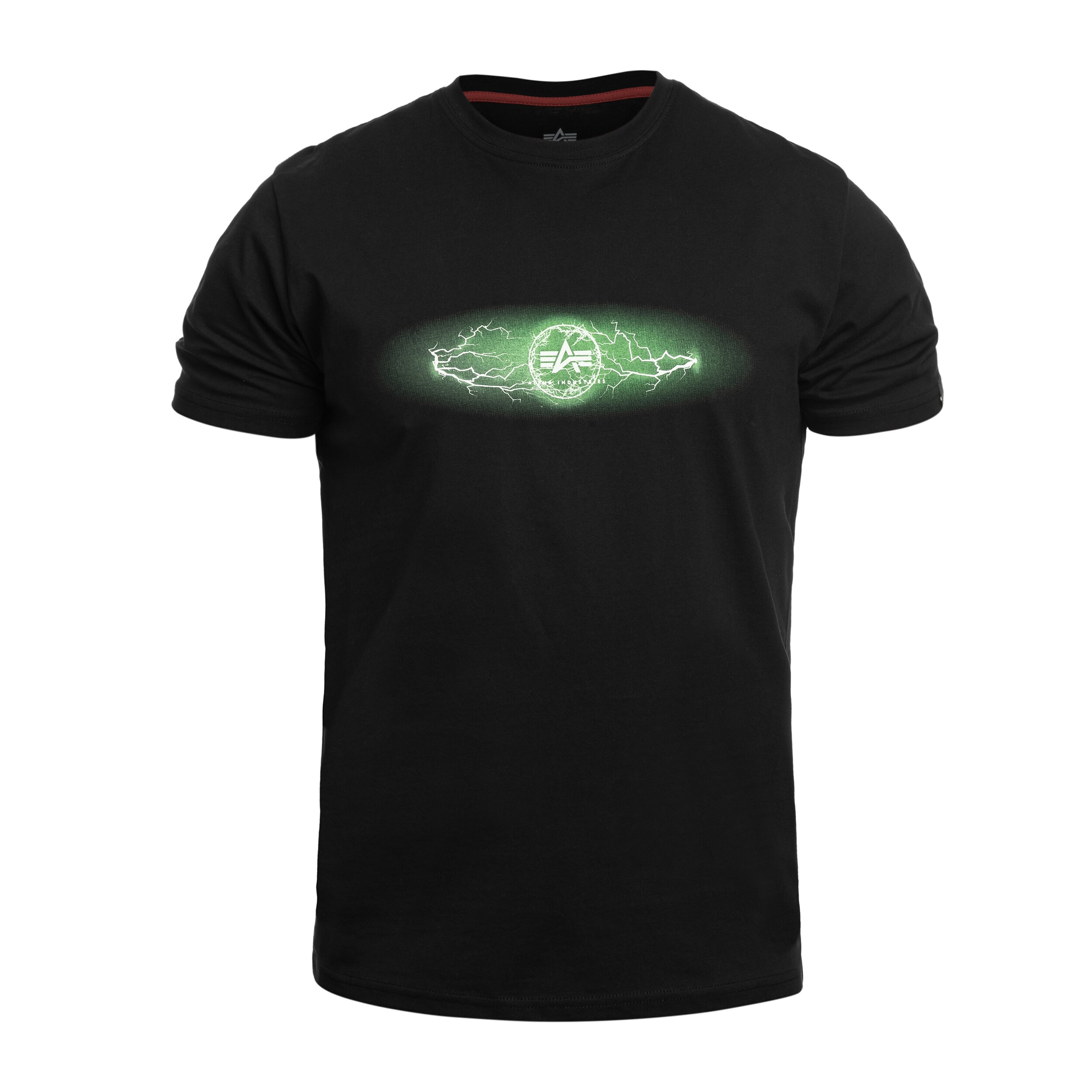 Tricou T-Shirt Alpha Industries Lightning - Black/Poison Green