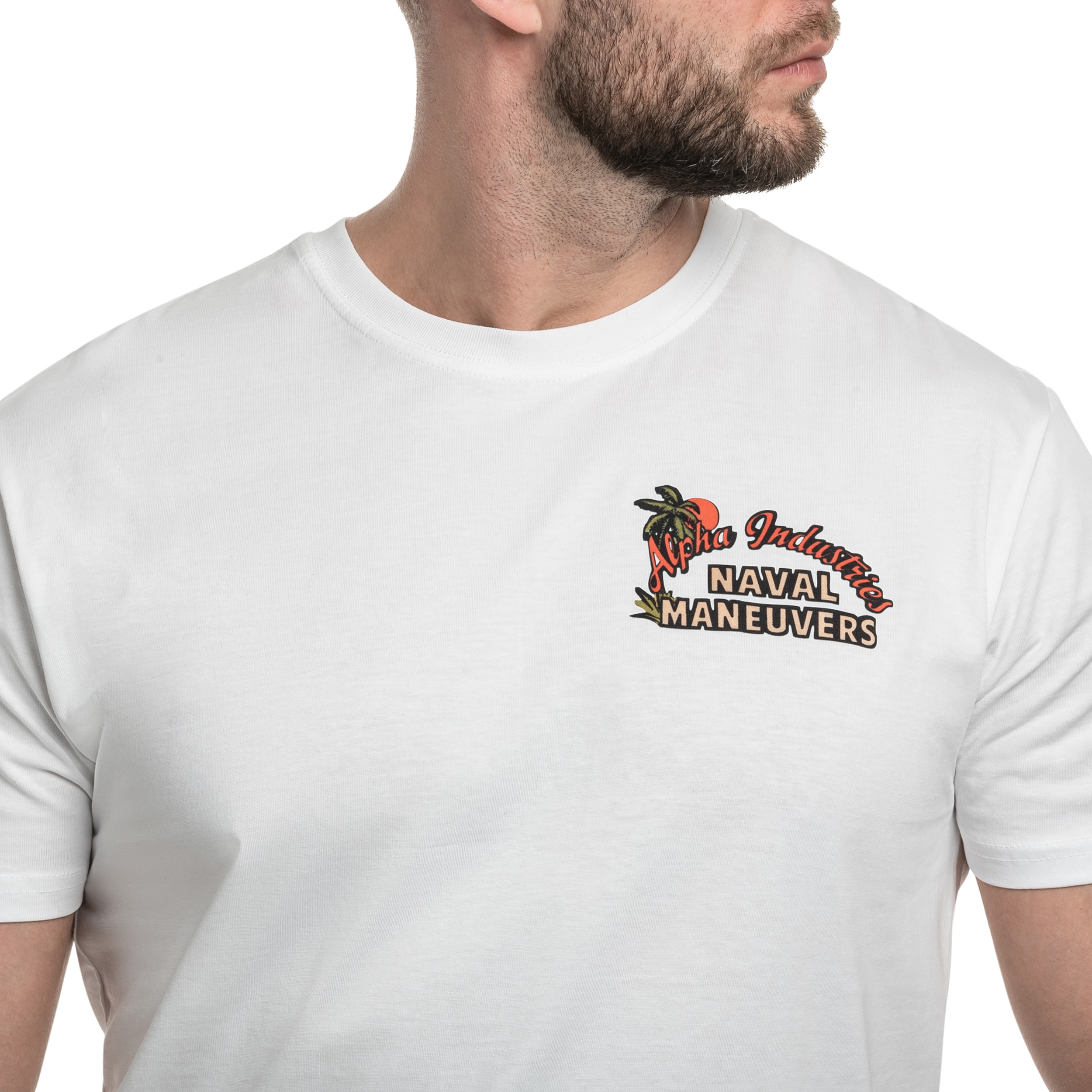 Tricou T-Shirt Alpha Industries Naval Maneuvers Back Print - White