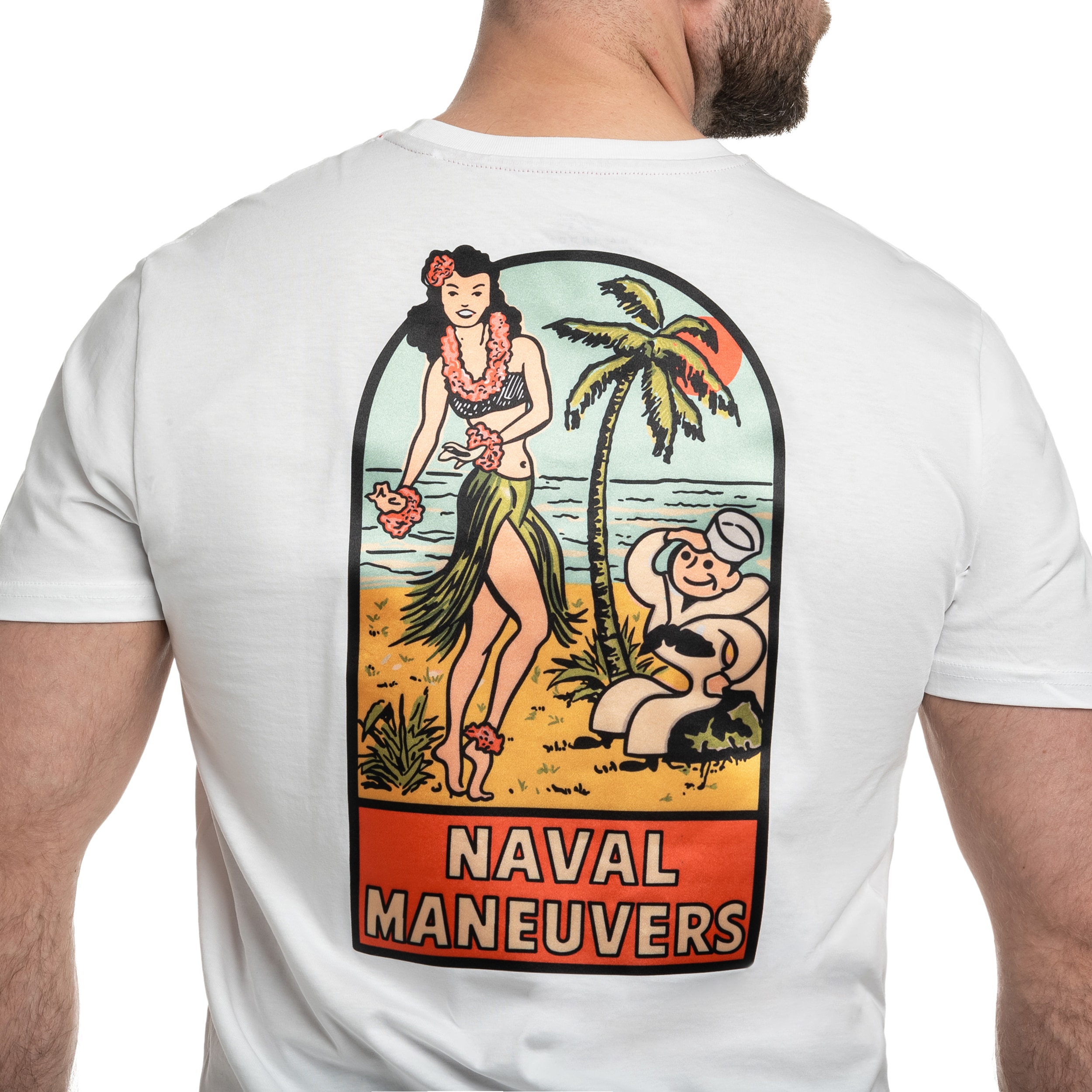 Tricou T-Shirt Alpha Industries Naval Maneuvers Back Print - White
