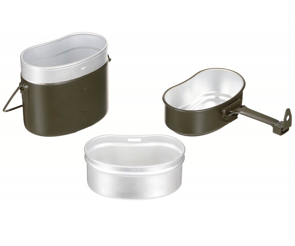 Oală turistică din aluminiu a Armatei Germană tip de BW 3-elemente Olive - stare foarte bună - Surplus militar