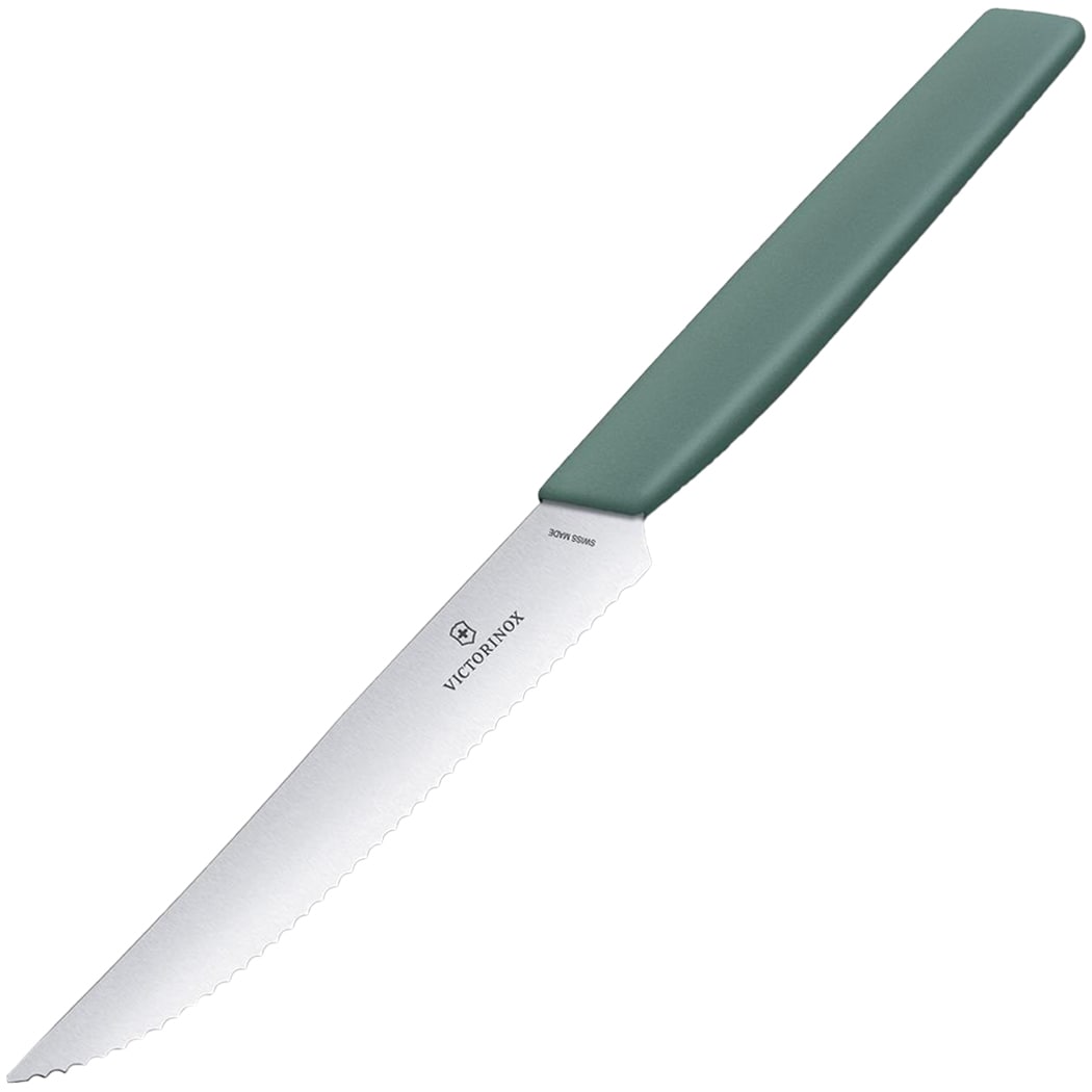 Cuțit de bucătărie Victorinox Swiss Modern Sage 12 cm - zimțat cu vârf ascuțit