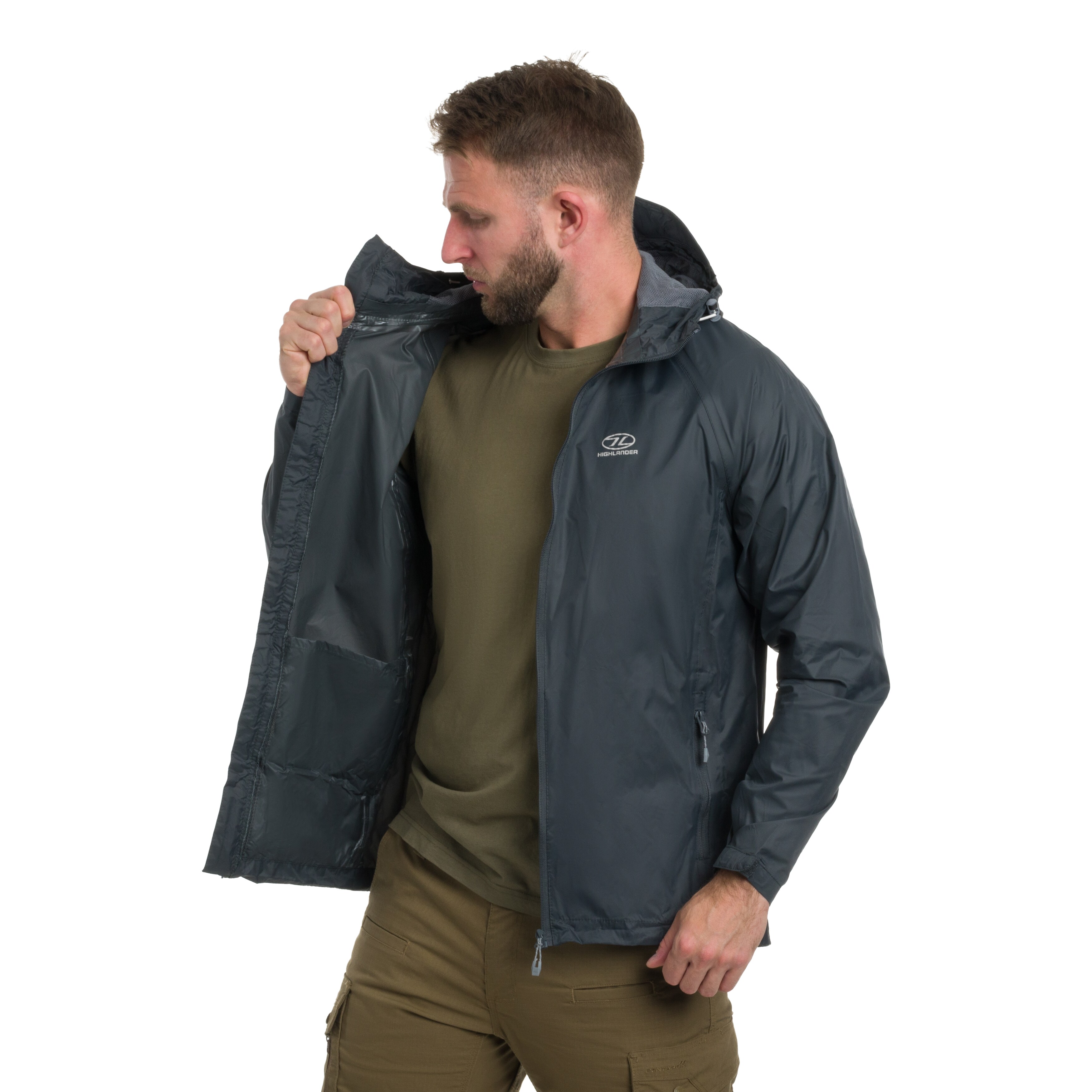 Jachetă Highlander Outdoor Stow & Go Pack Away - Dark Grey