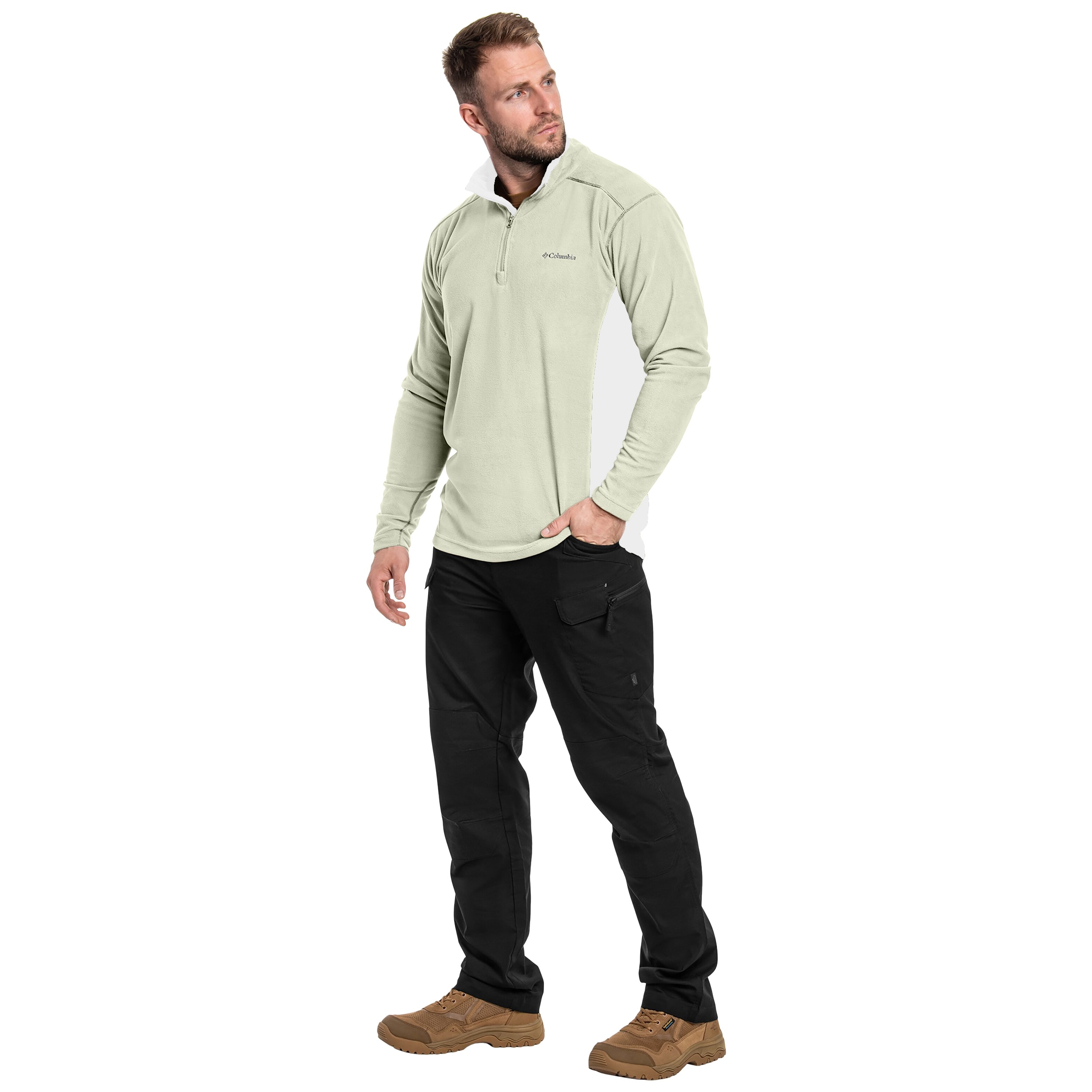 Bluză polar Columbia Klamath Range II Half Zip - Safari/Dark Stone