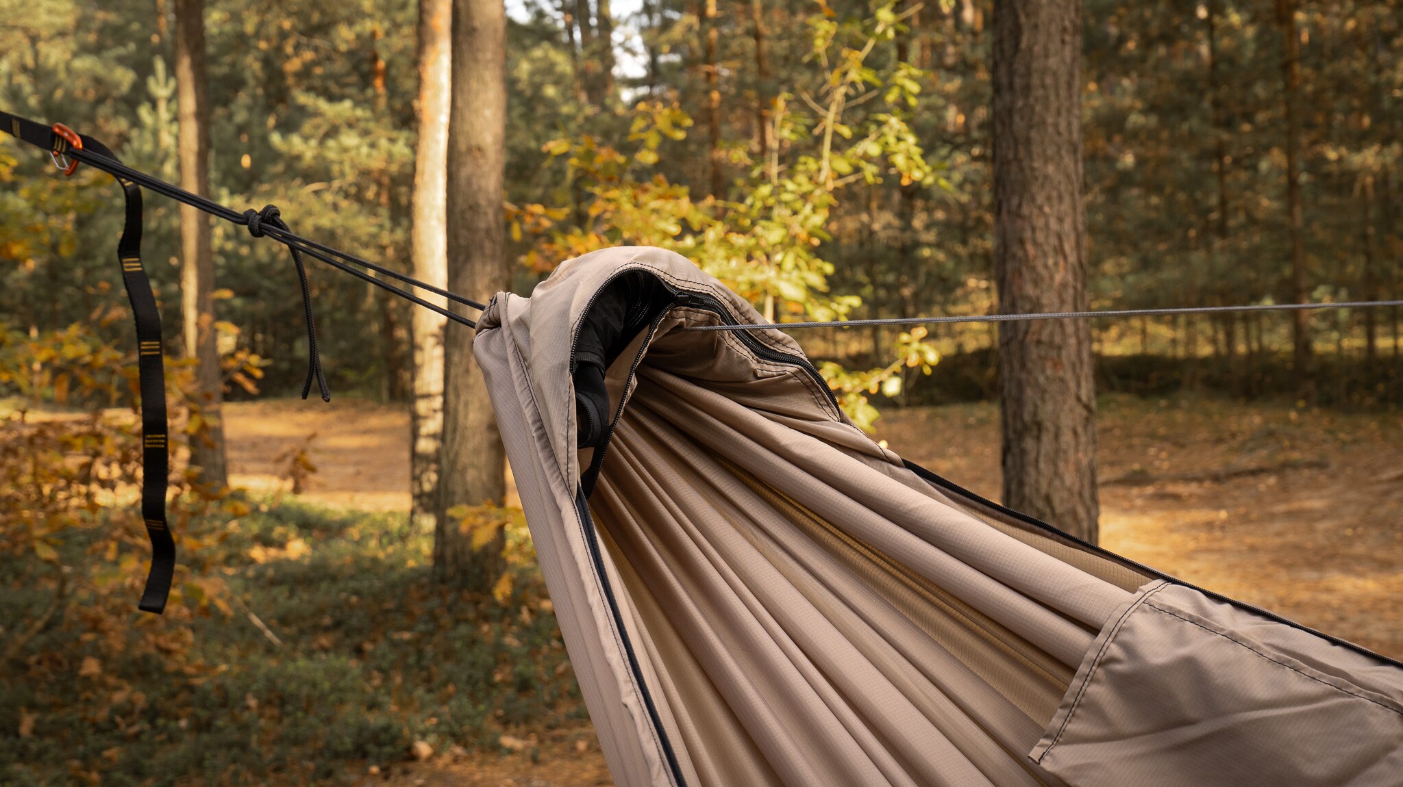 Hamac ultraușor TigerWood Ważka V2 Long Pocket Desert - cu plasă împotriva insectelor