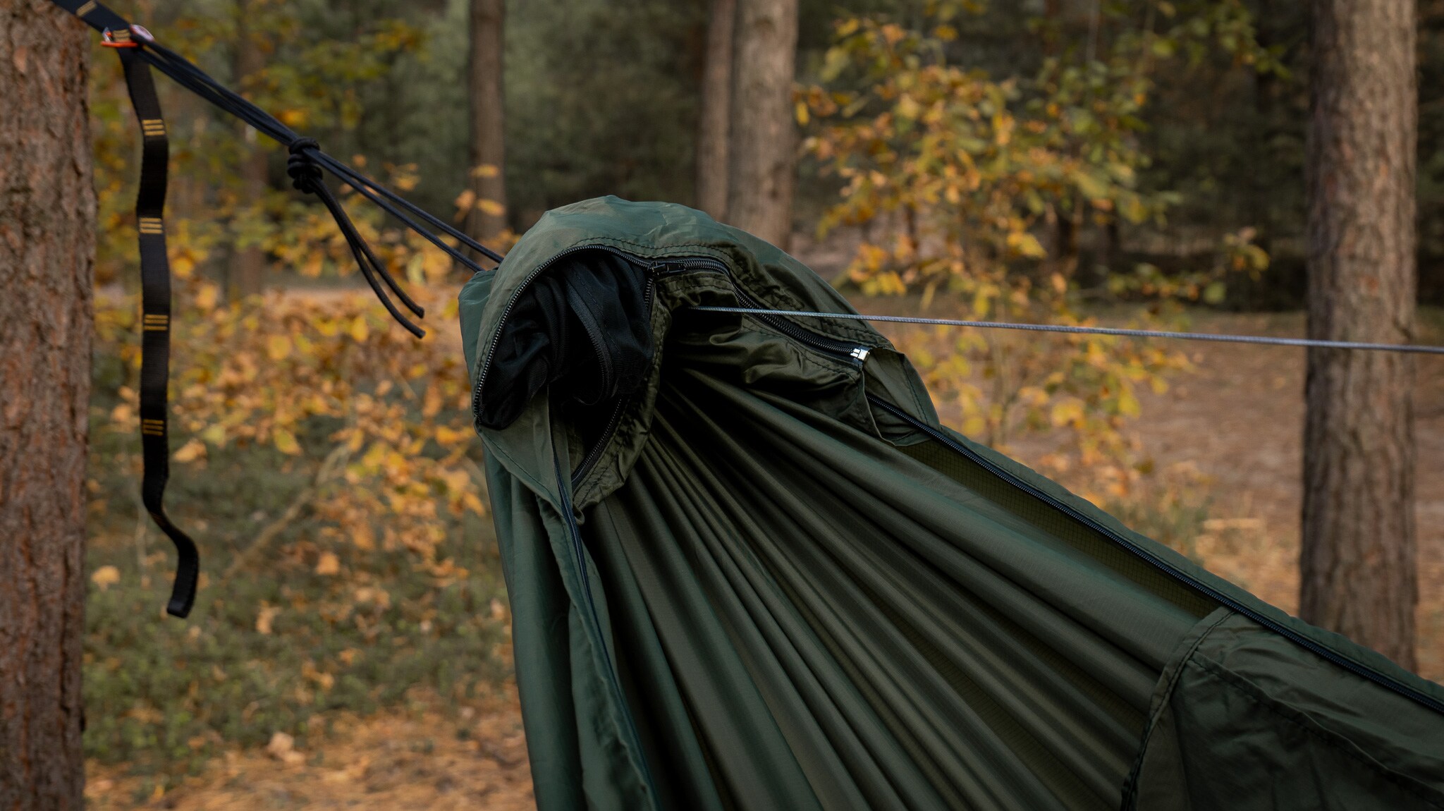 Hamac ultraușor TigerWood Ważka V2 Long Pocket Green - cu plasă împotriva insectelor