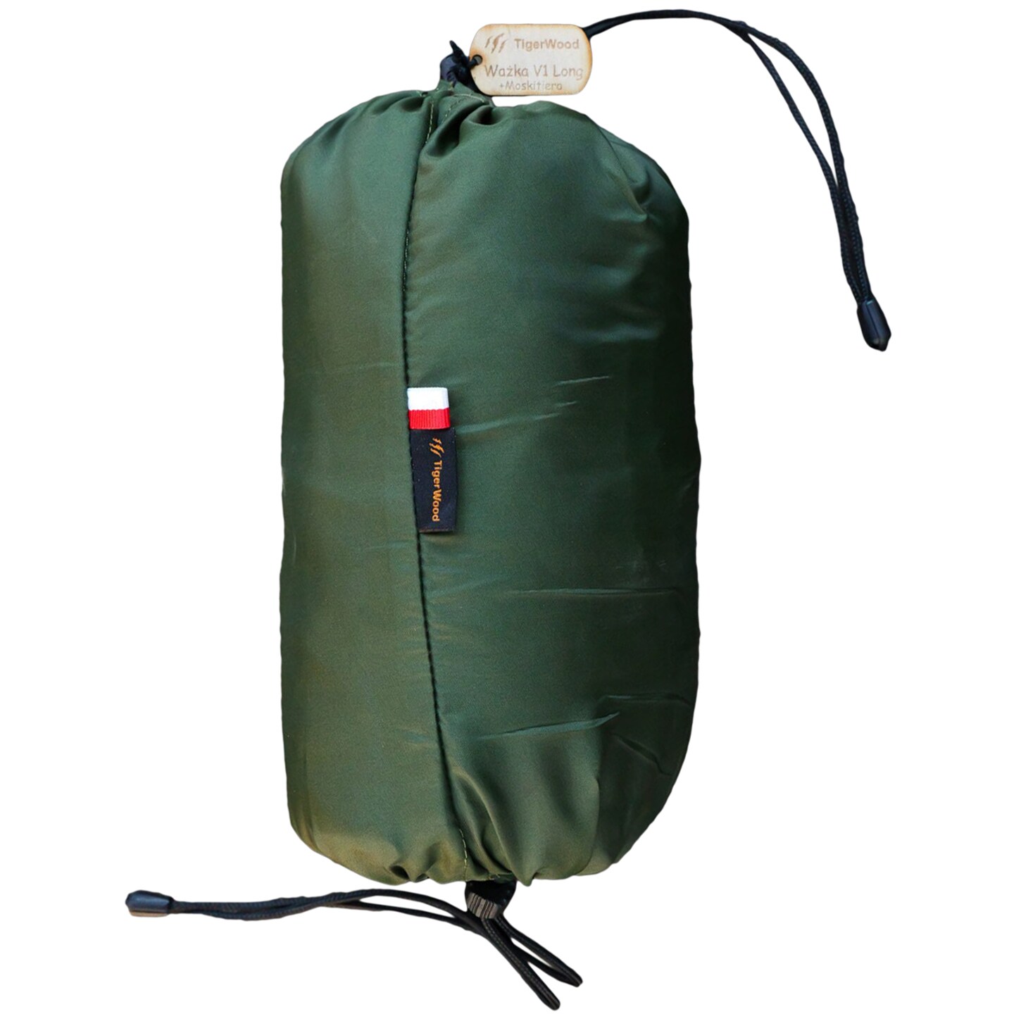Hamac TigerWood Ważka V1 Long Pocket Khaki - cu plasă împotriva insectelor