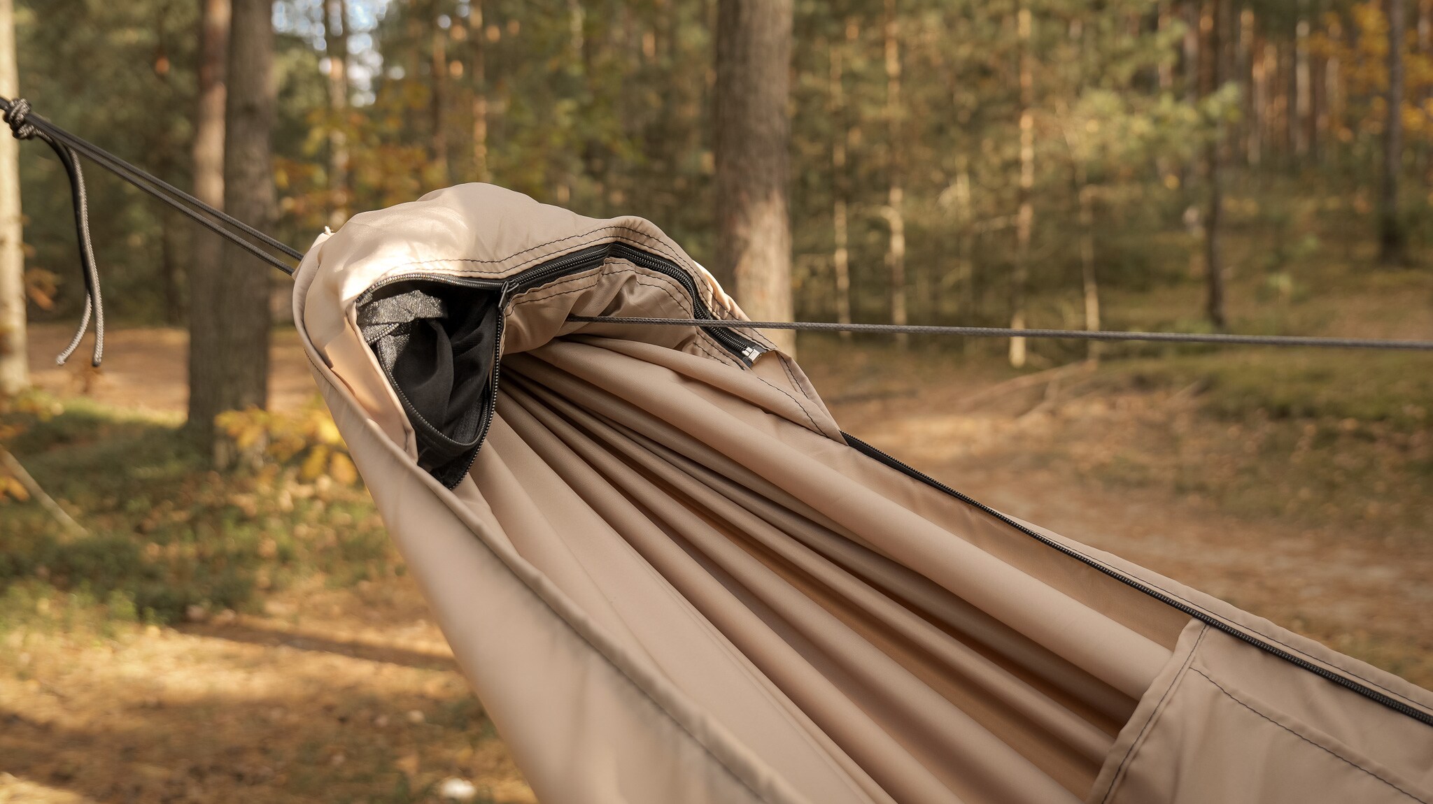 Hamac TigerWood Ważka V1 Long Pocket Desert - cu plasă împotriva insectelor