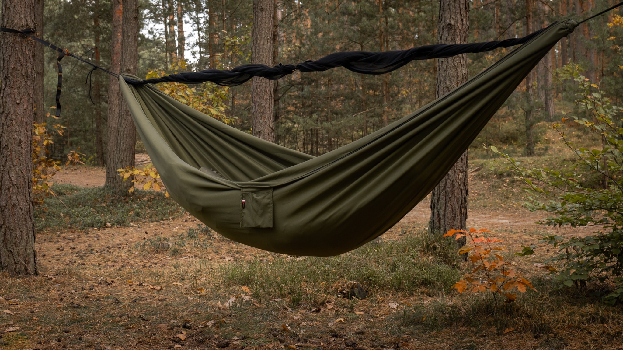 Hamac TigerWood Ważka V1 Long Double Zip Khaki - cu plasă împotriva insectelor