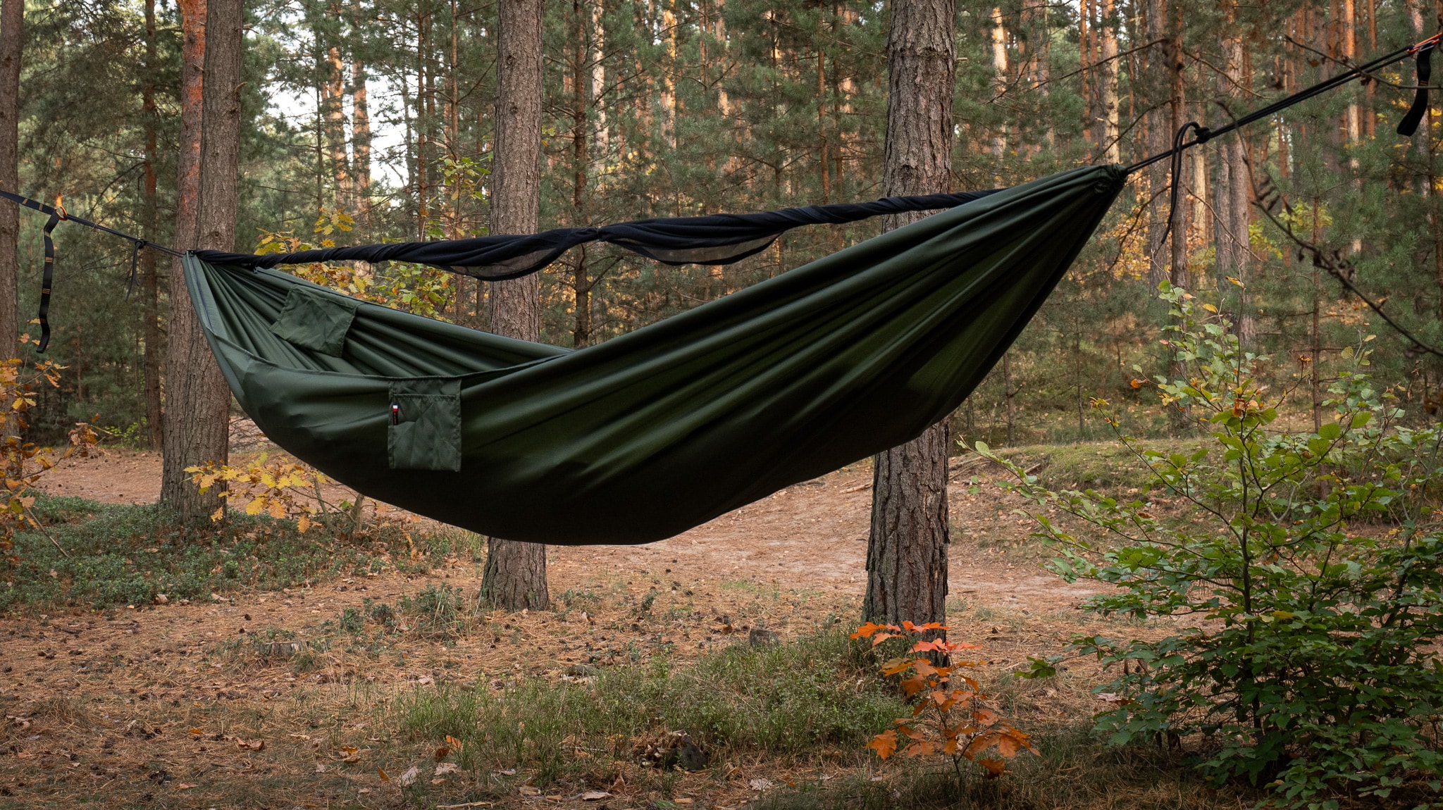 Hamac TigerWood Ważka V1 Long Double Zip Green - cu plasă împotriva insectelor