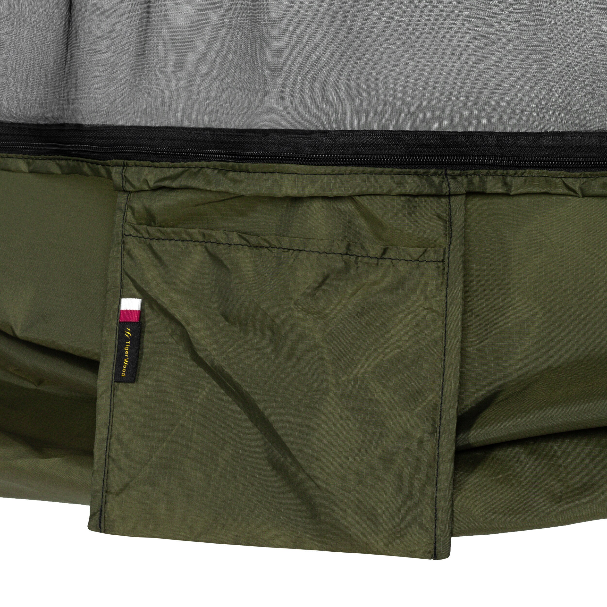 Hamac ultraușor TigerWood Ważka V2 Long Double Zip Green - cu plasă împotriva insectelor