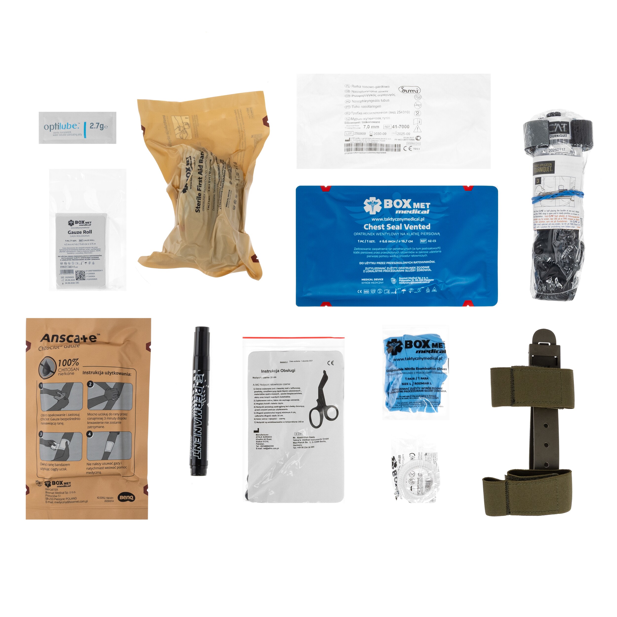 Trusă medicală tactică Boxmet Medical IPMED cu echipament, versiune economică - wz.93 Pantera PL Woodland