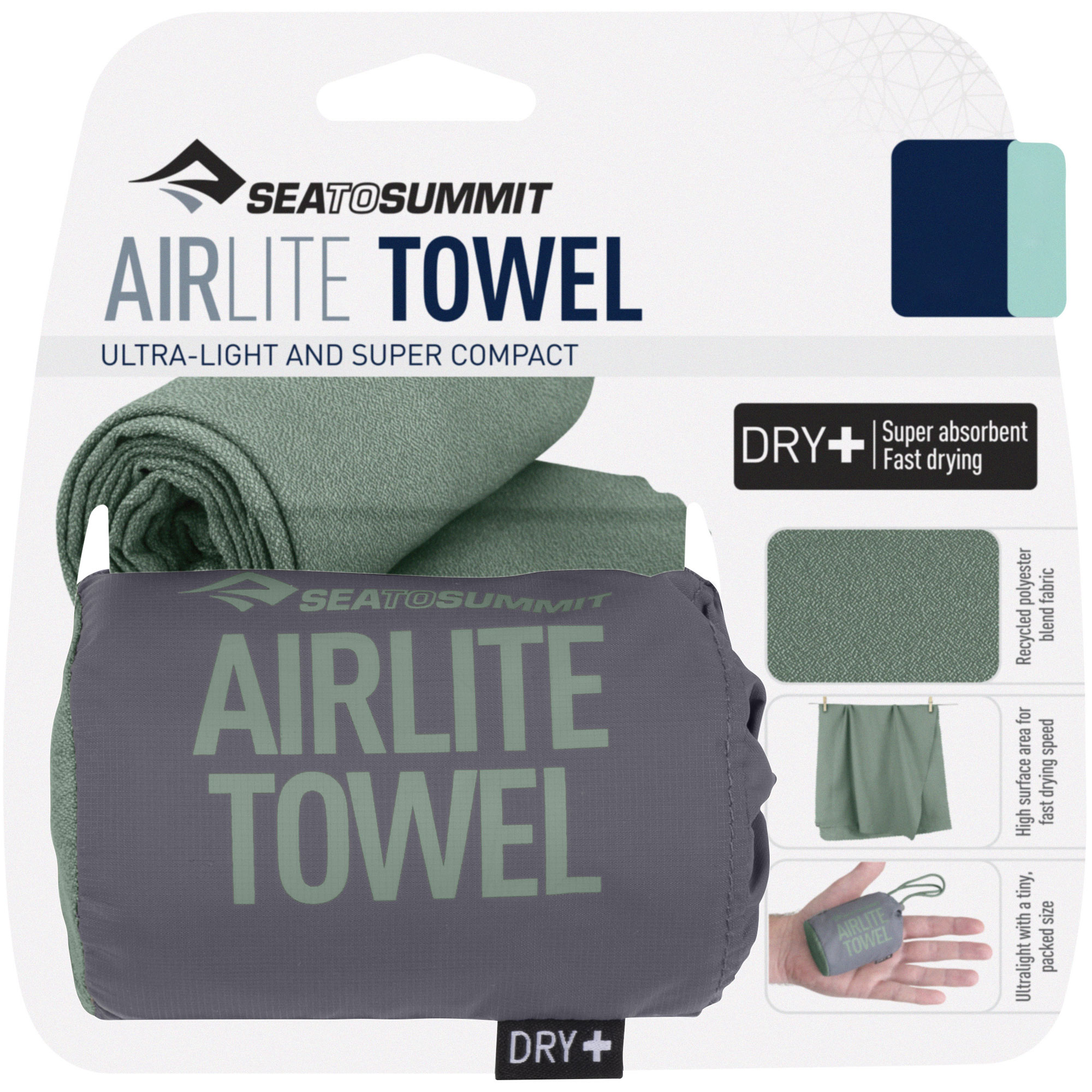 Prosop cu uscare rapidă Sea To Summit Airlite Towel L 60 x 120 cm - Sage Green