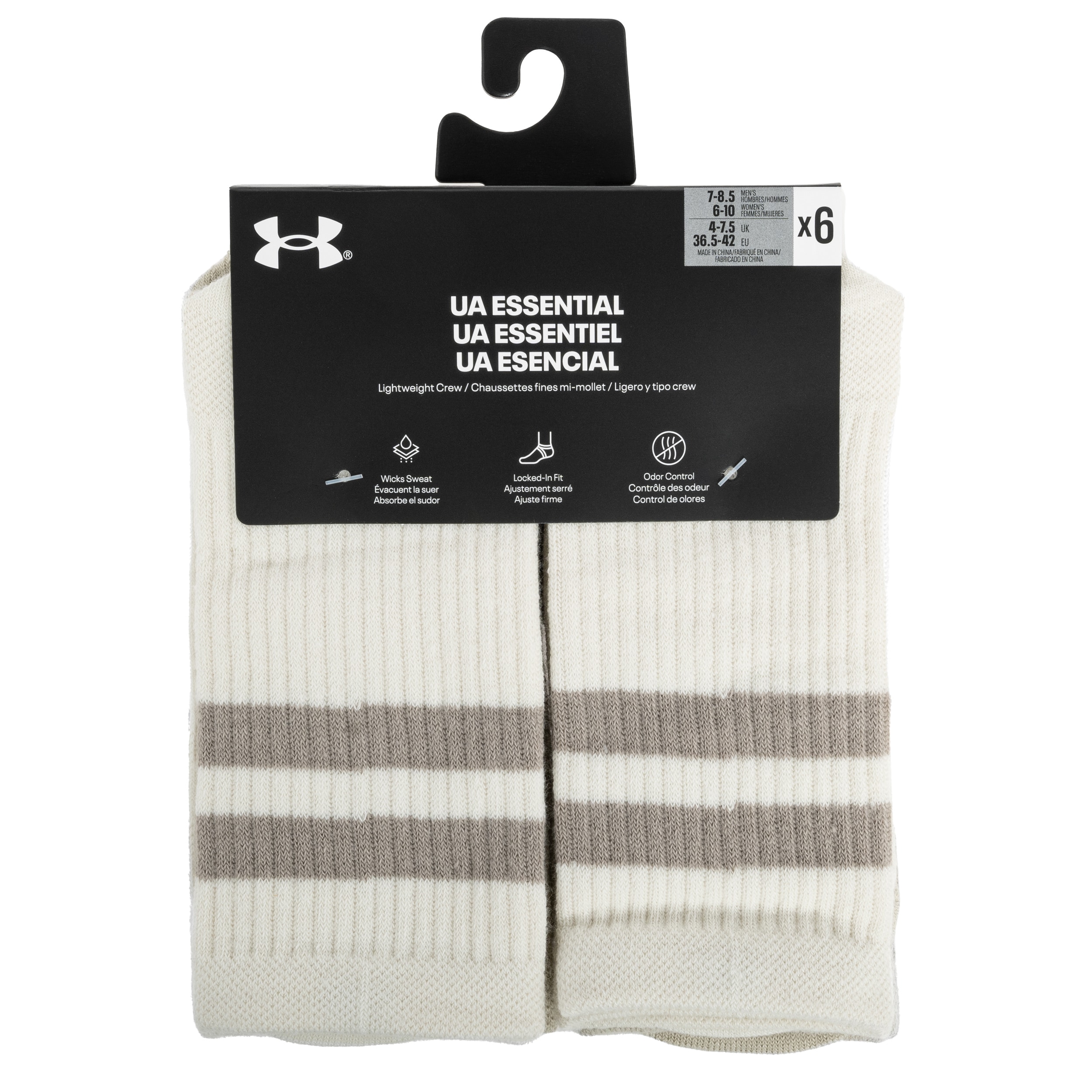 Șosete Under Armour Essential Crew Stone / Timberwolf Taupe - 6 perechi