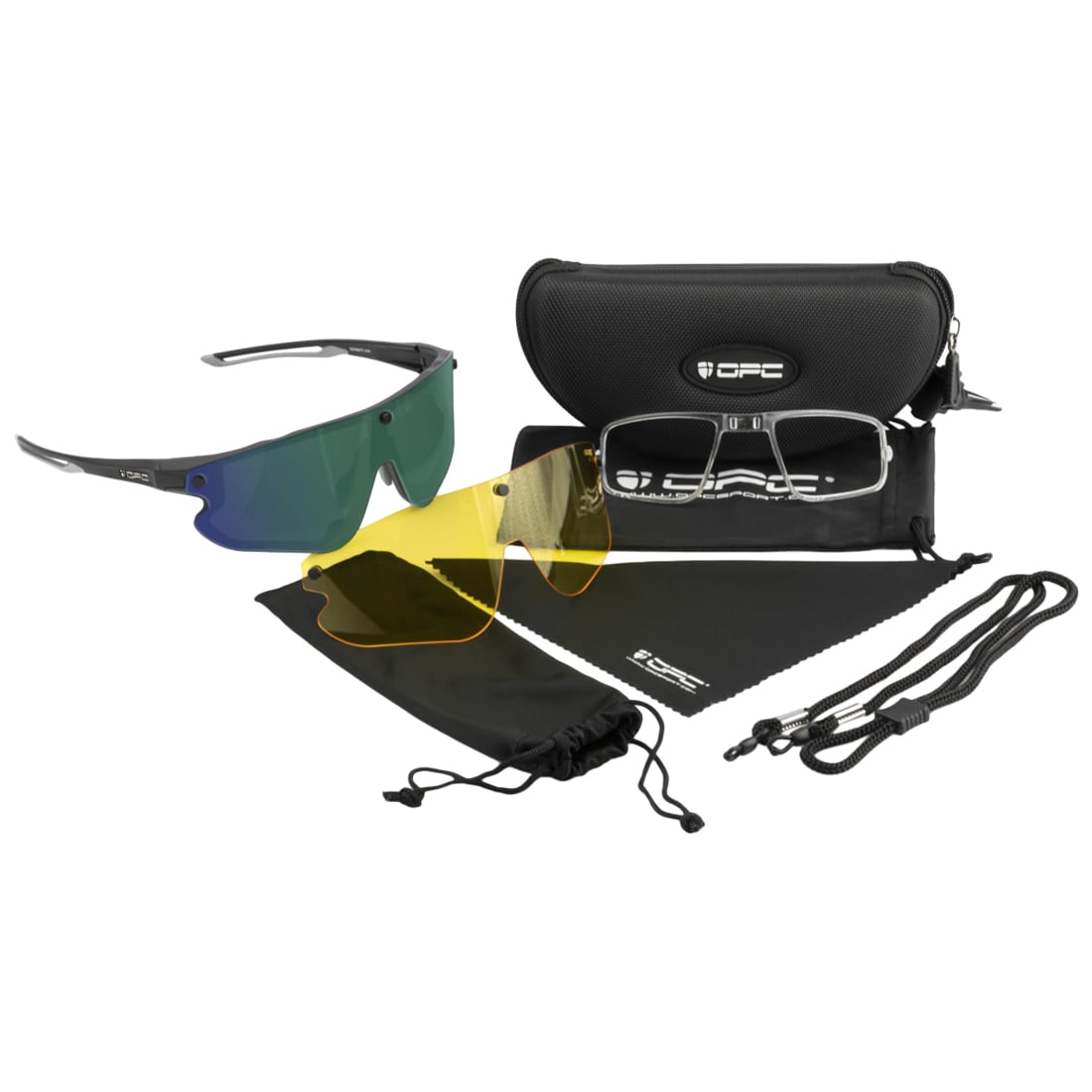 Ochelari de soare OPC All Round Morpho - Matt Black/Green/Yellow Set