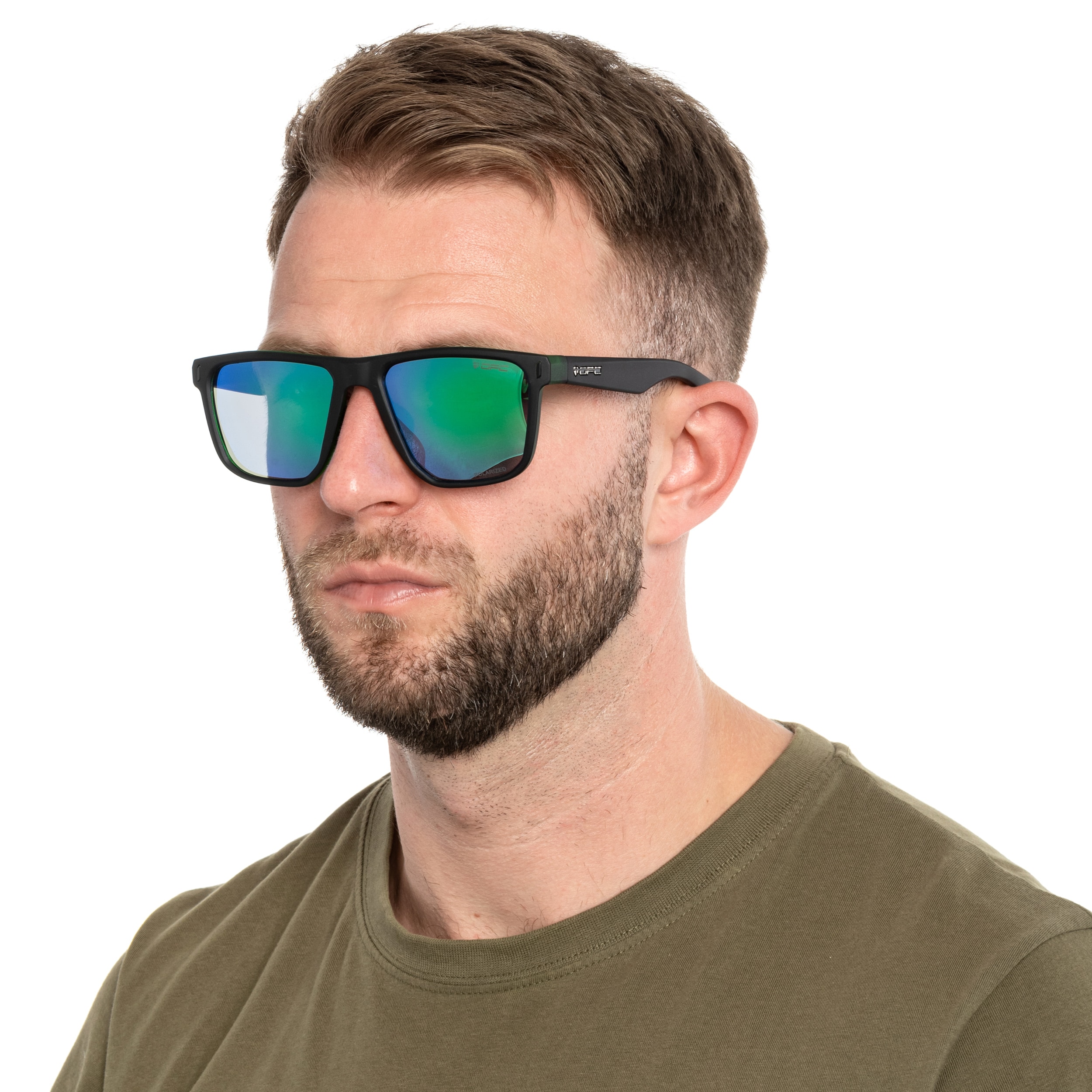 Ochelari de soare OPC Lifestyle Miami Matt Black/Green Revo polarizați