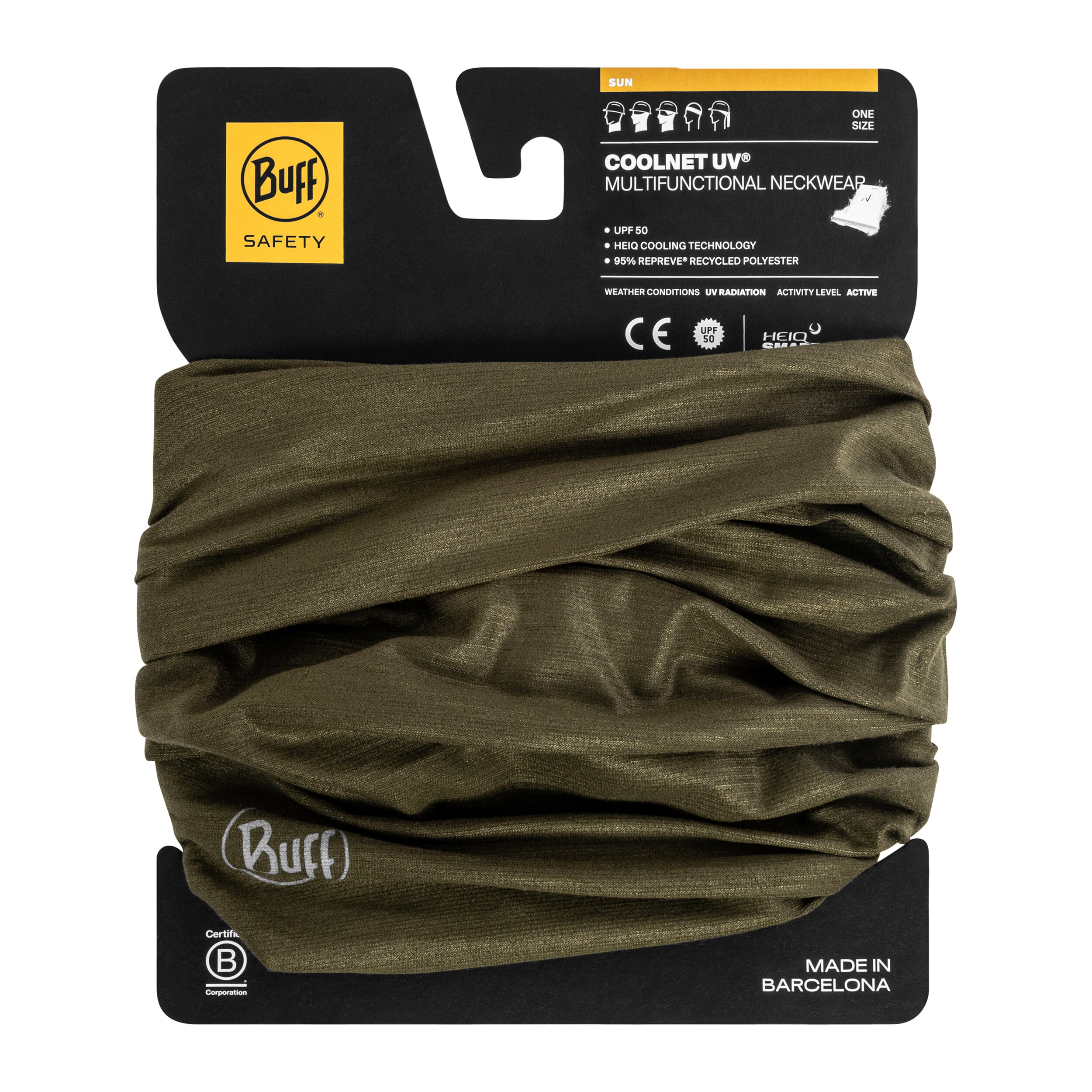 Eșarfă de protecție Buff Coolnet UV Solid - Military